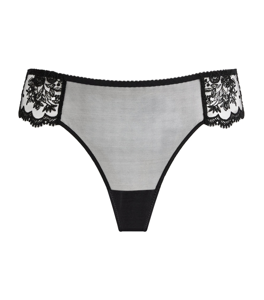 Simone Perele Womens Lace Intrigue Tanga Briefs Noir Image 1