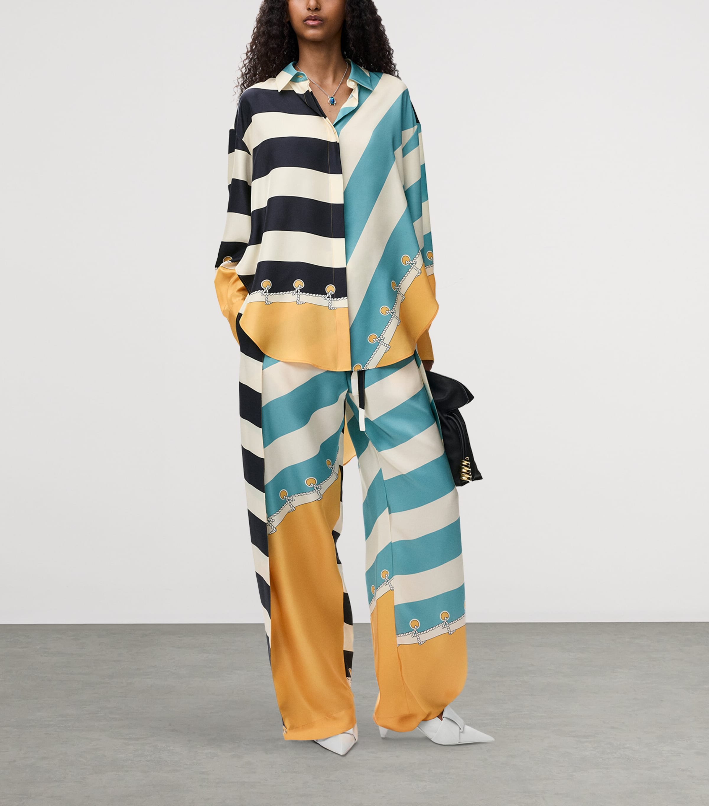 LOEWE Womens Silk Printed Trousers Orange/multicolor Image 2