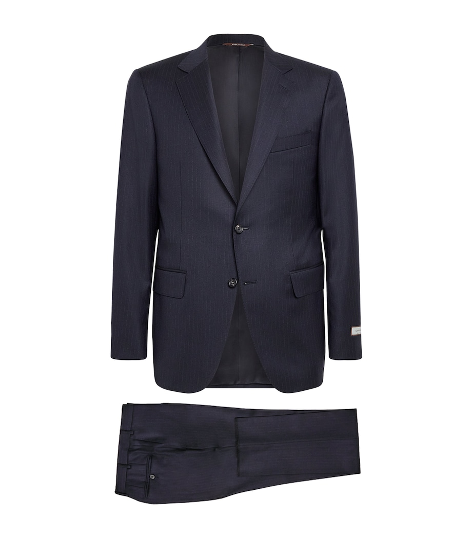 Canali Mens Wool Pinstripe 2-Piece Suit Navy Image 1