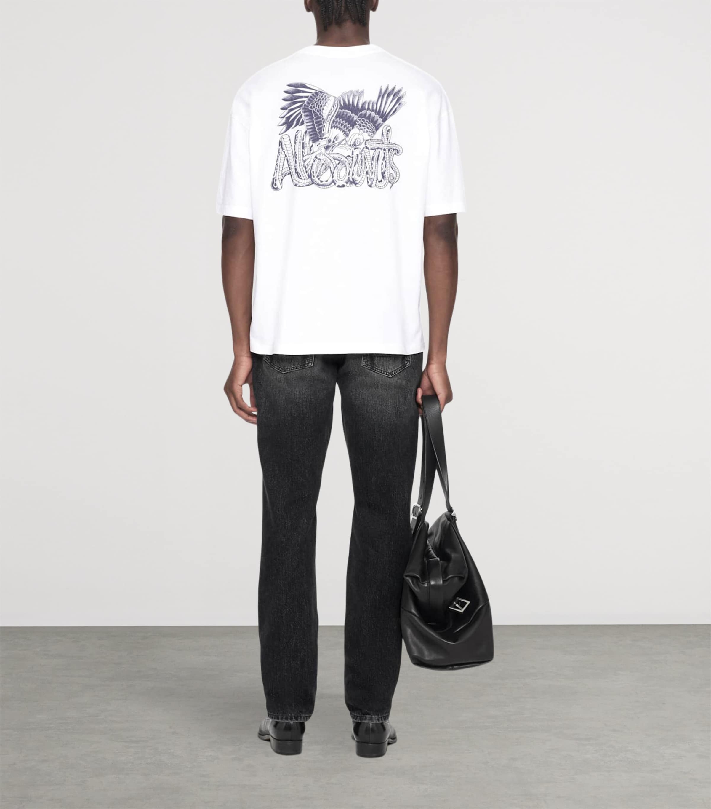 AllSaints Mens Organic Cotton Battles T-Shirt Optic White Image 5
