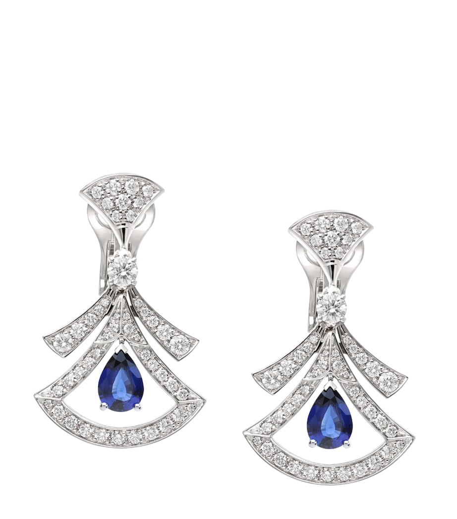 White Gold, Diamond and Sapphire Divas’ Dream Openwork Earrings WHITE GOLD Image 1
