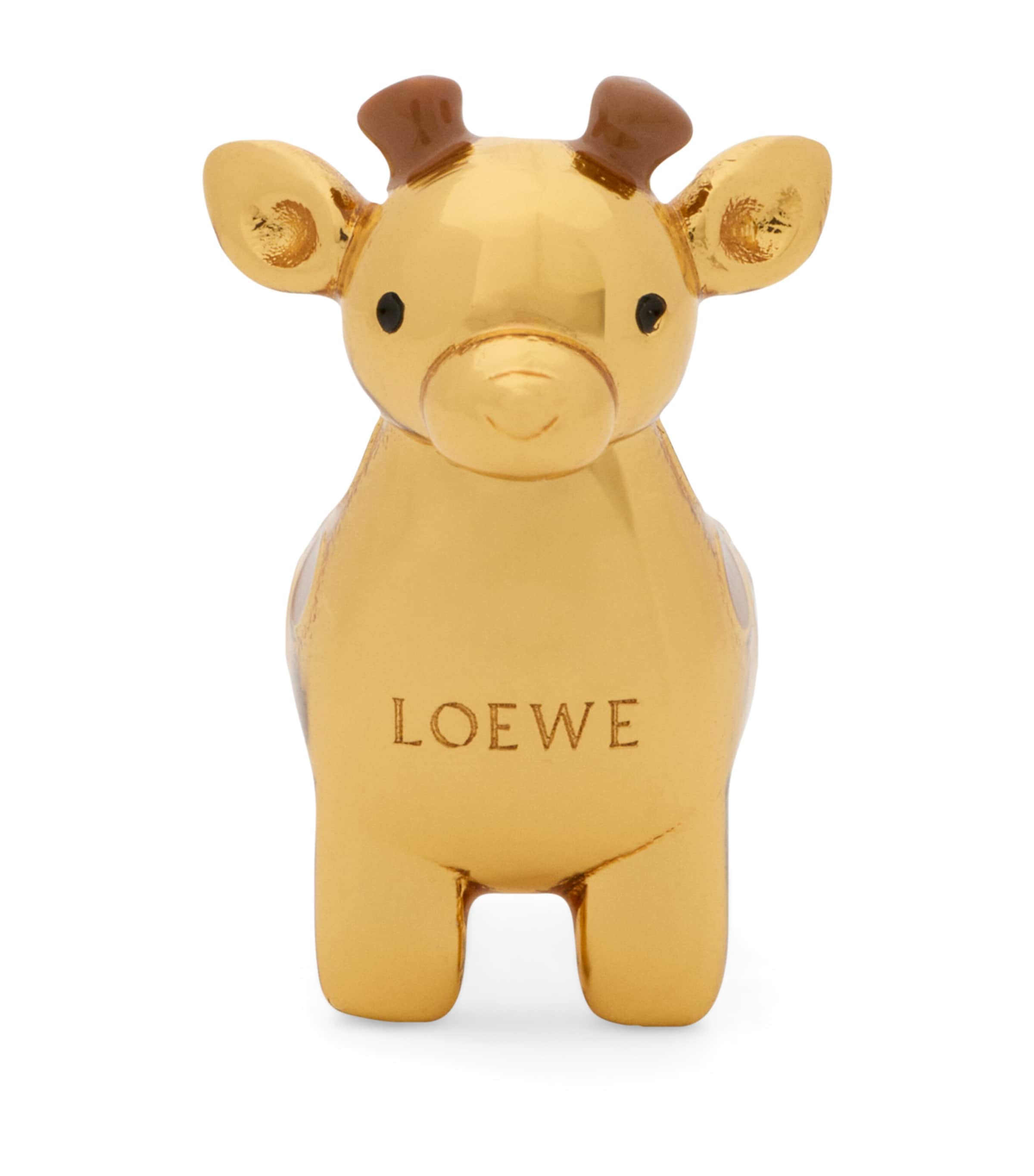 Loewe Gold X Paula's Ibiza Giraffe Dice Enamelled Brass Charm In Gold