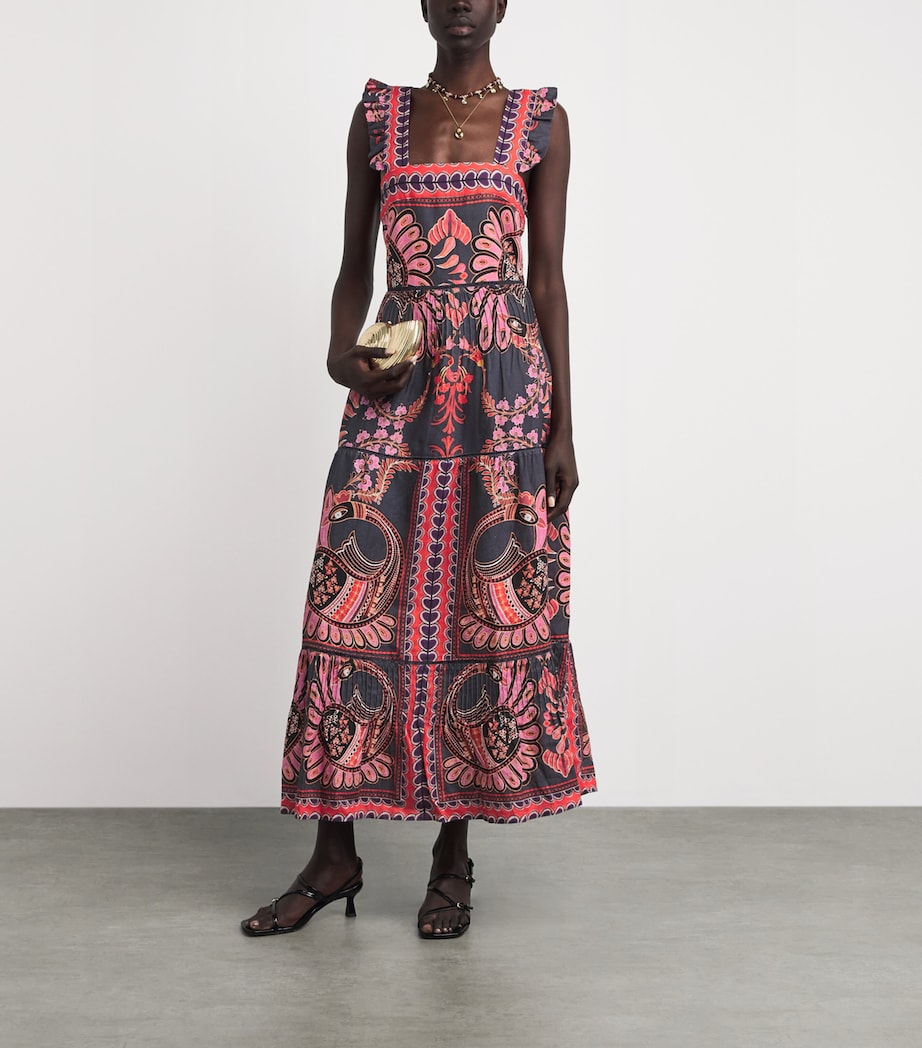 LUG VON SIGA Womens Linen Sybill Midi Dress Black Pink Mlticolor Image 2