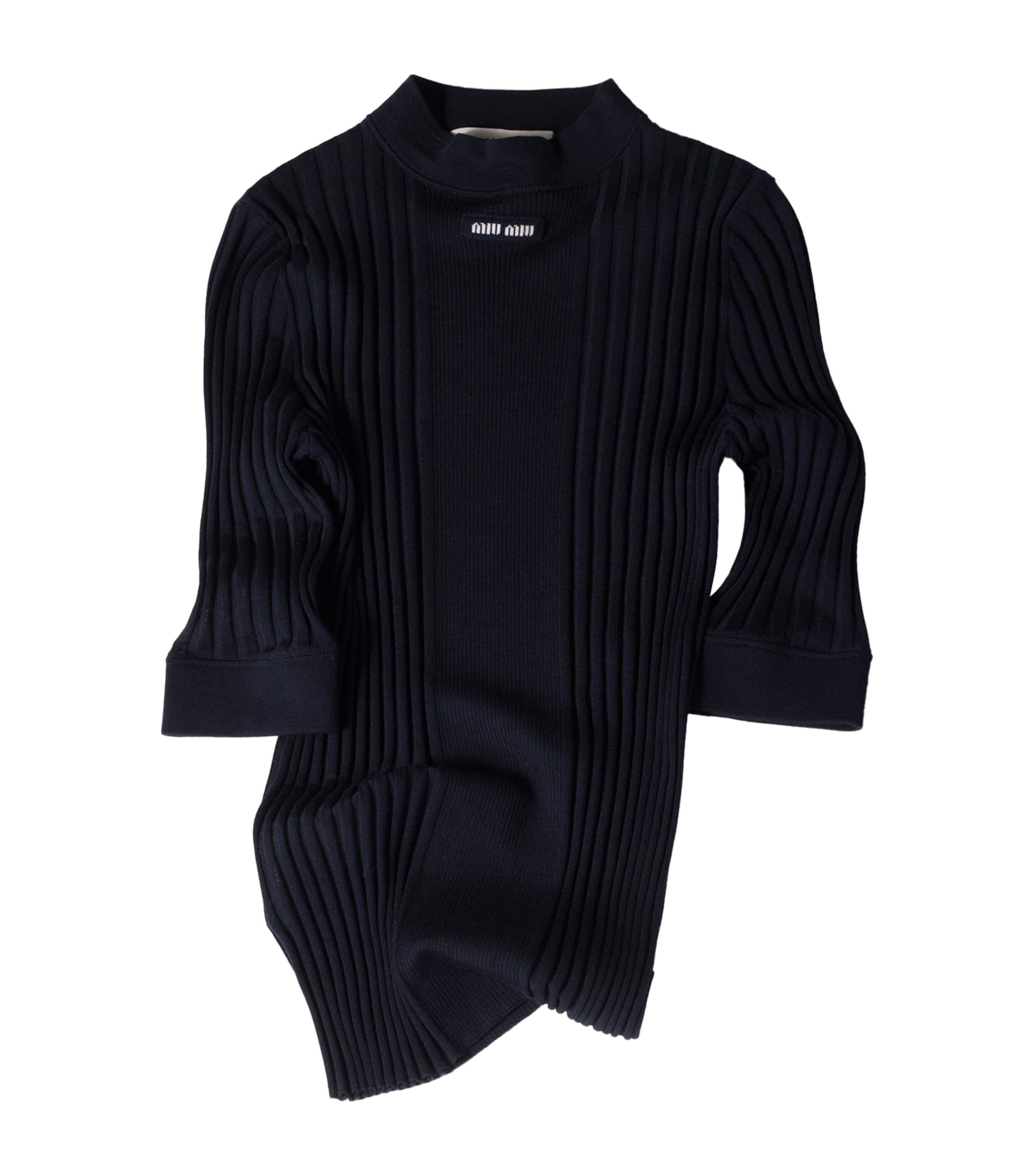Miu Miu Womens Wool Ribbed Sweater Image 1