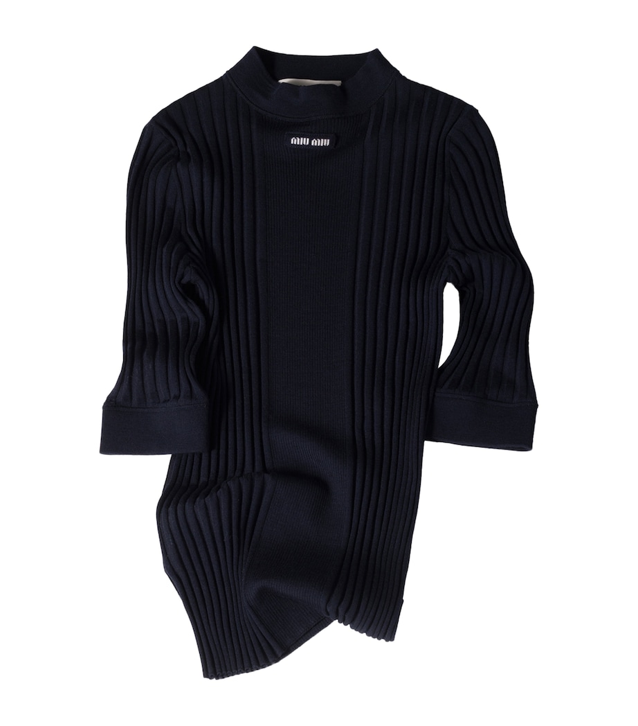 Miu Miu Womens Wool Ribbed Sweater Image 1