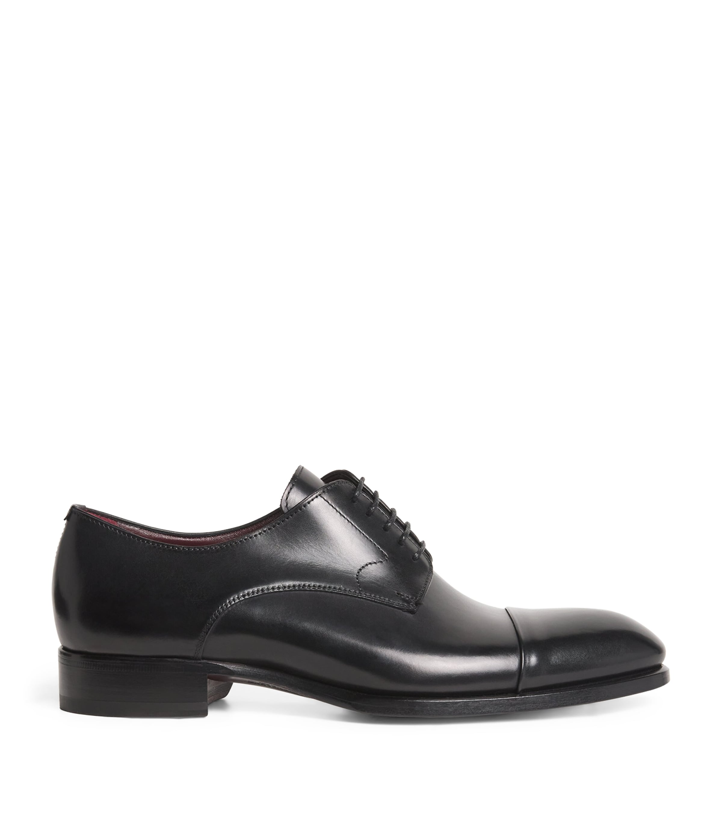 Shop Brioni Leather Derby Shoes In Black