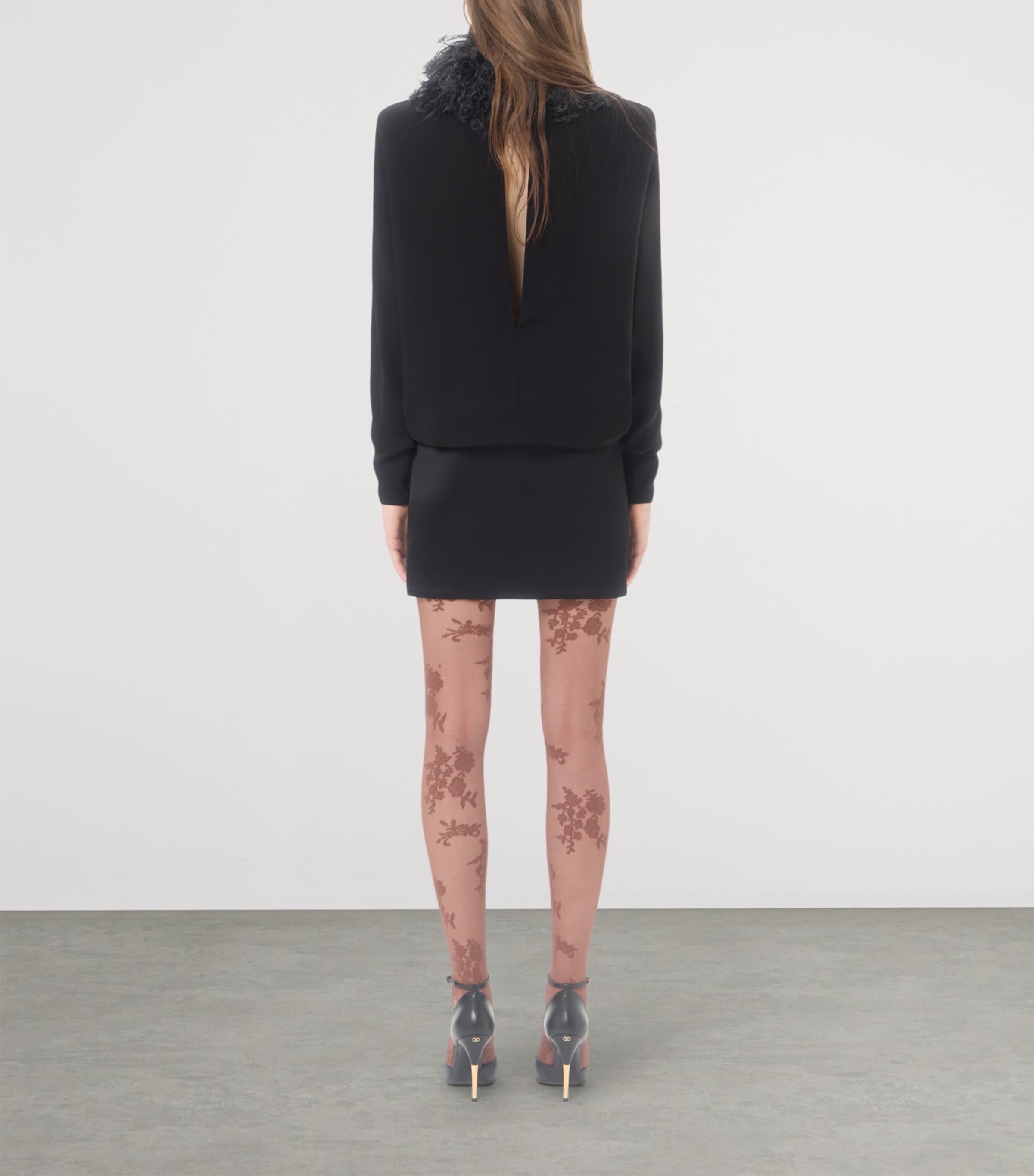 Valentino Womens Silk Feather-Trim Mini Dress Image 5