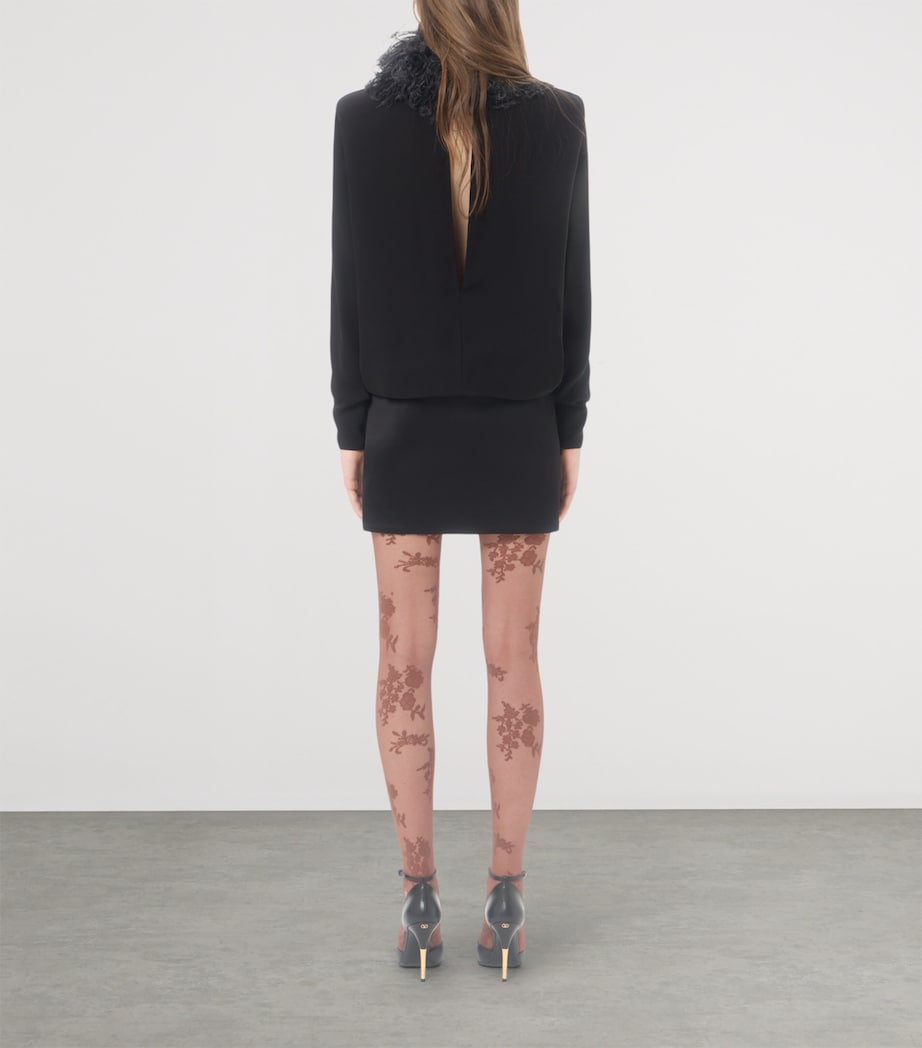 Valentino Womens Silk Feather-Trim Mini Dress Image 5