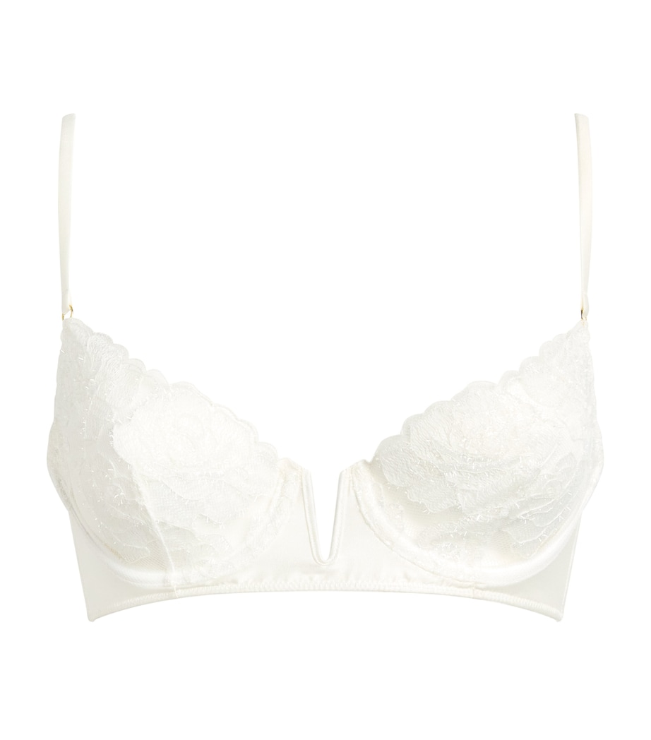 Kiki de Montparnasse Womens Lace Fleurs Veloutées Demi Bra Ivory Image 1