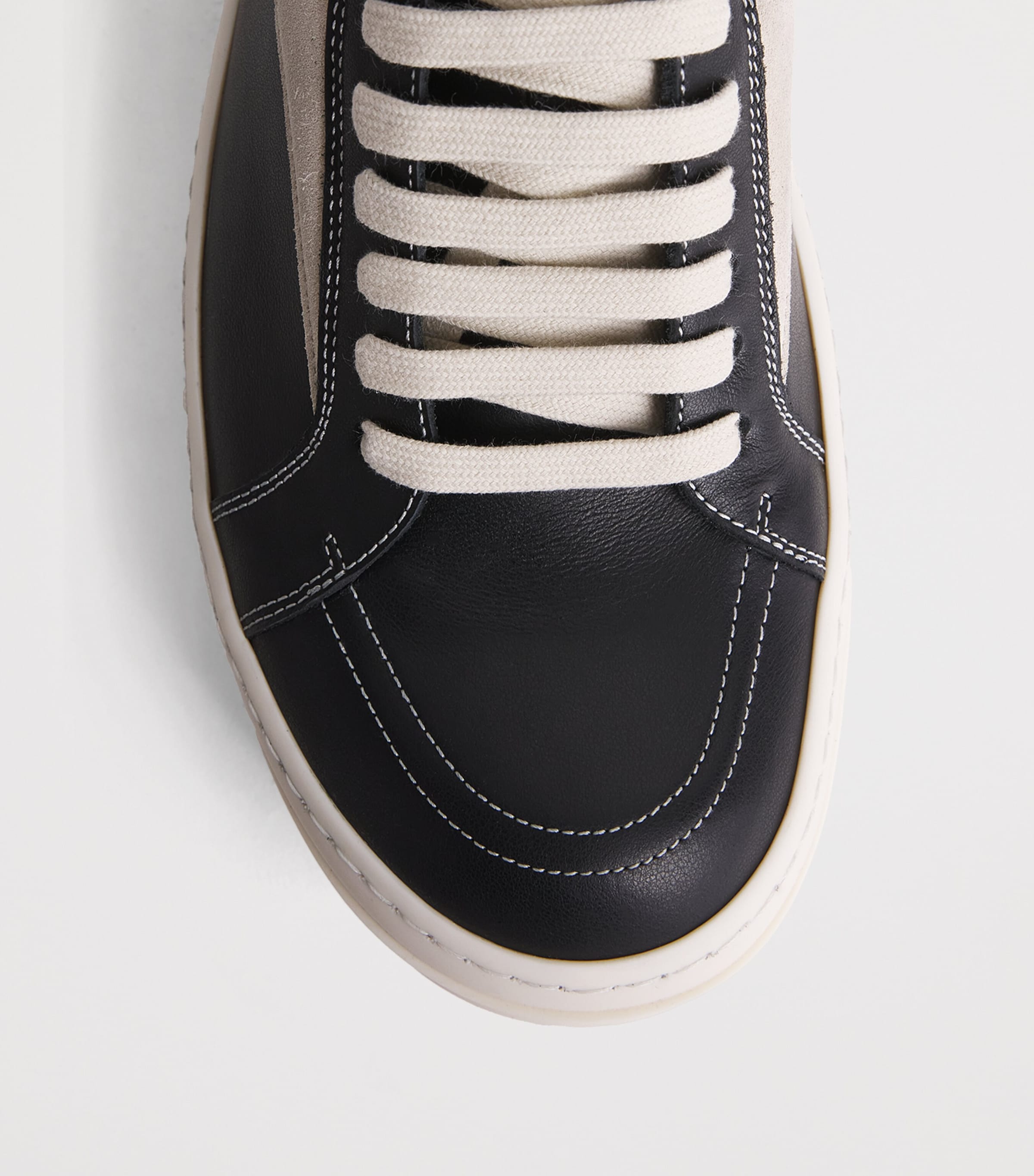Rick Owens Leather Vintage Sneakers Black/milk Image 6