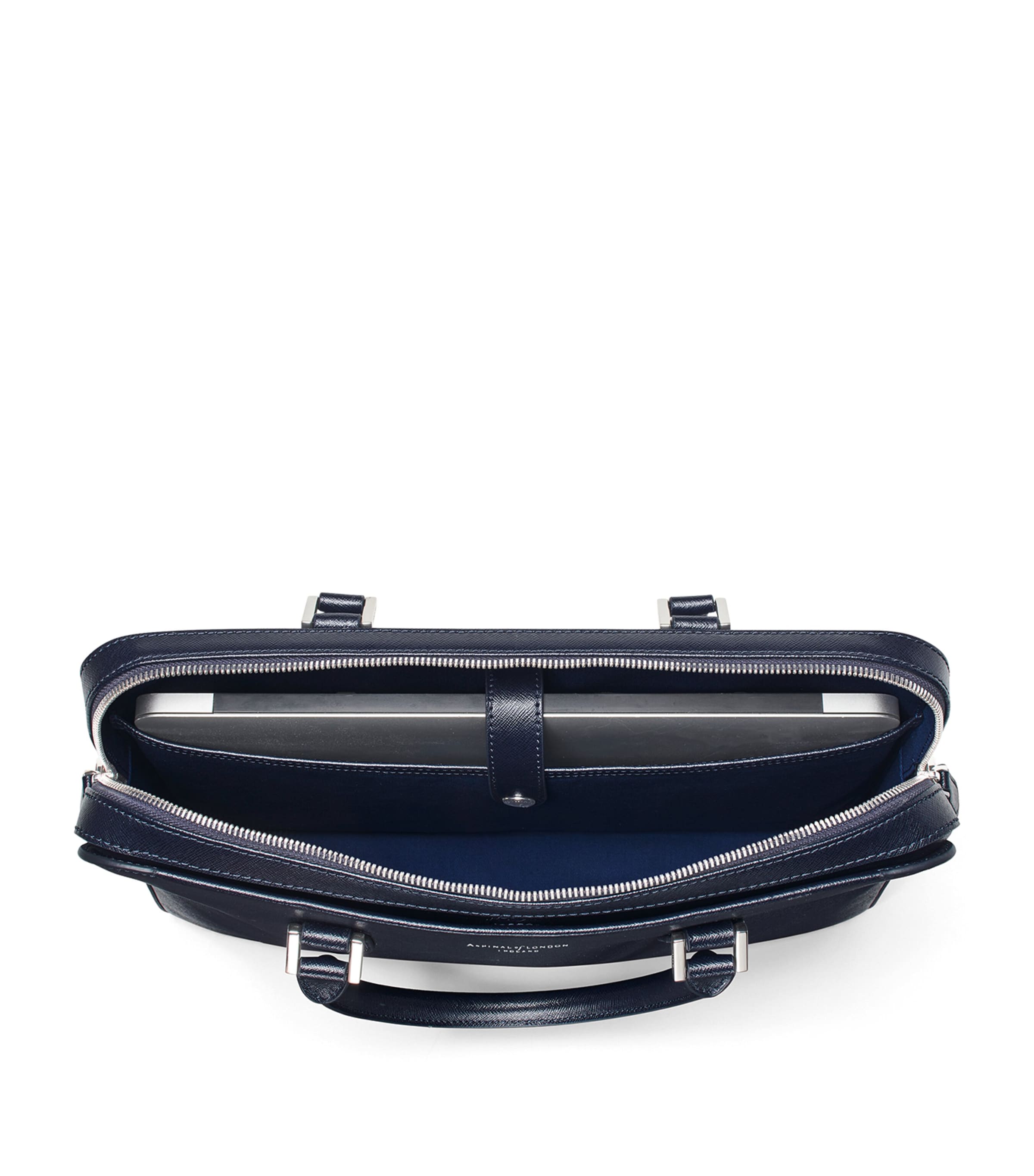 Aspinal Of London Leather Mount Street Briefcase Bag Navy Image 6