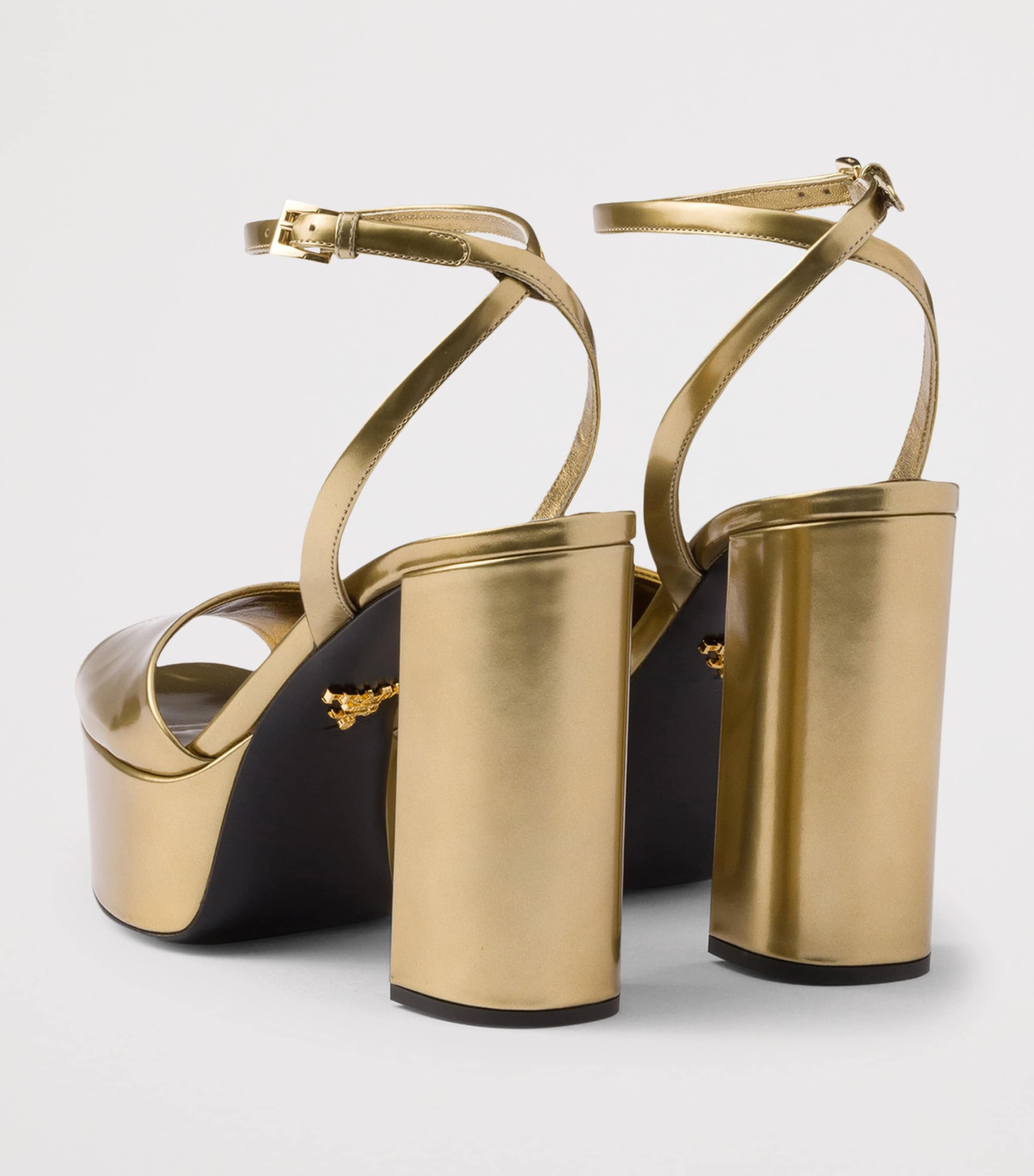 Prada Metallic Leather Platform Sandals Gold/silver Image 5