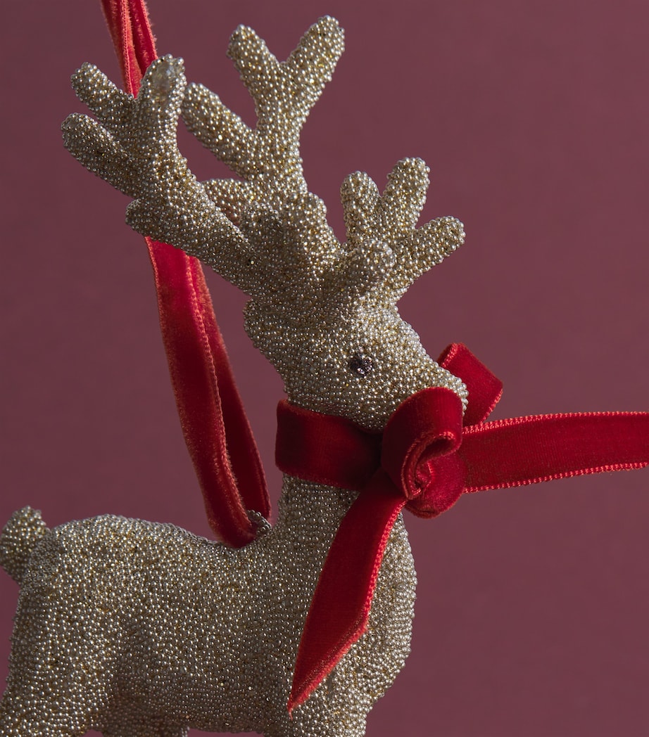 Harrods Microbead Reindeer Tree Decoration Gold Image 2