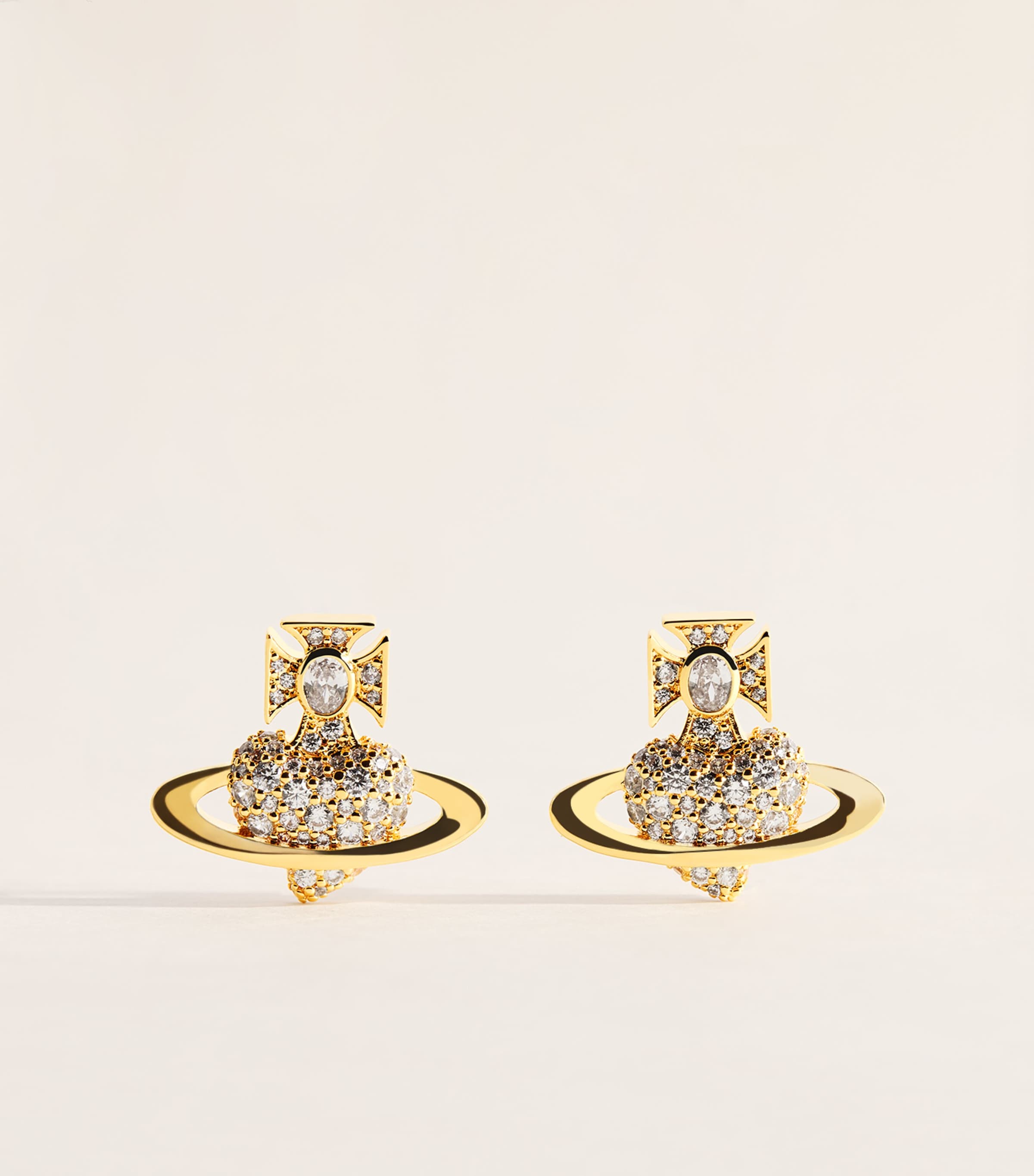 Vivienne Westwood Embellished Agnatha Earrings Gold / White Cz Image 1