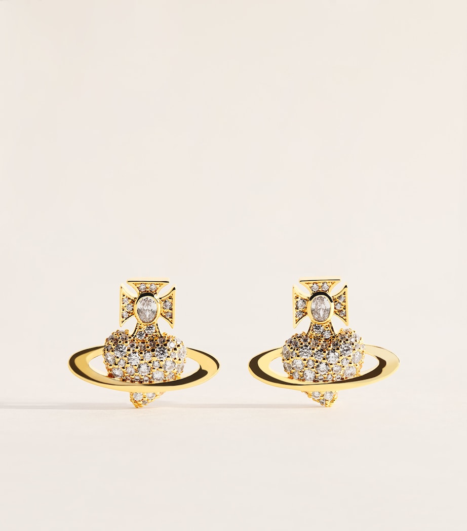 Vivienne Westwood Embellished Agnatha Earrings Gold / White Cz Image 1