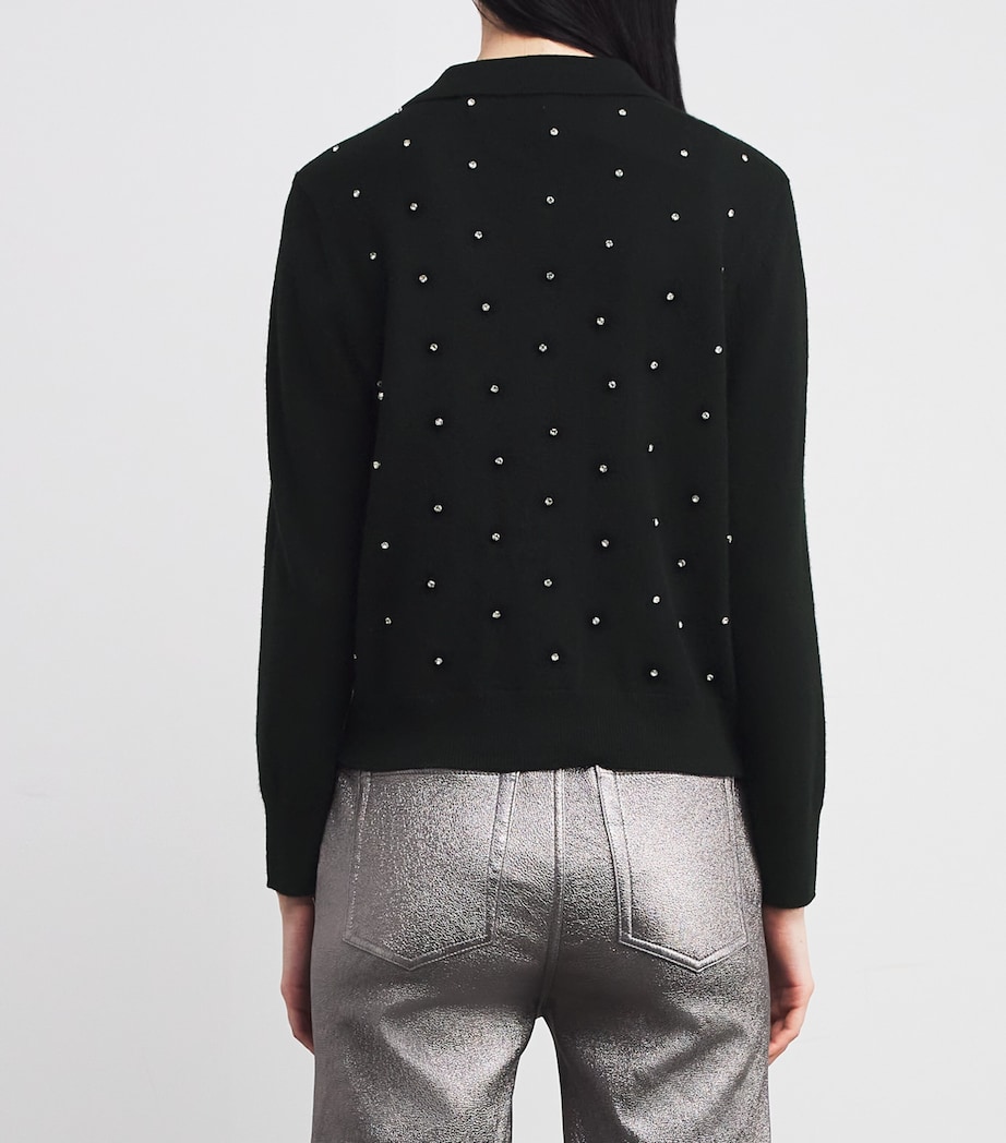 Wool-Cashmere Rhinestone-Embellished Cardigan BLACK Image 4