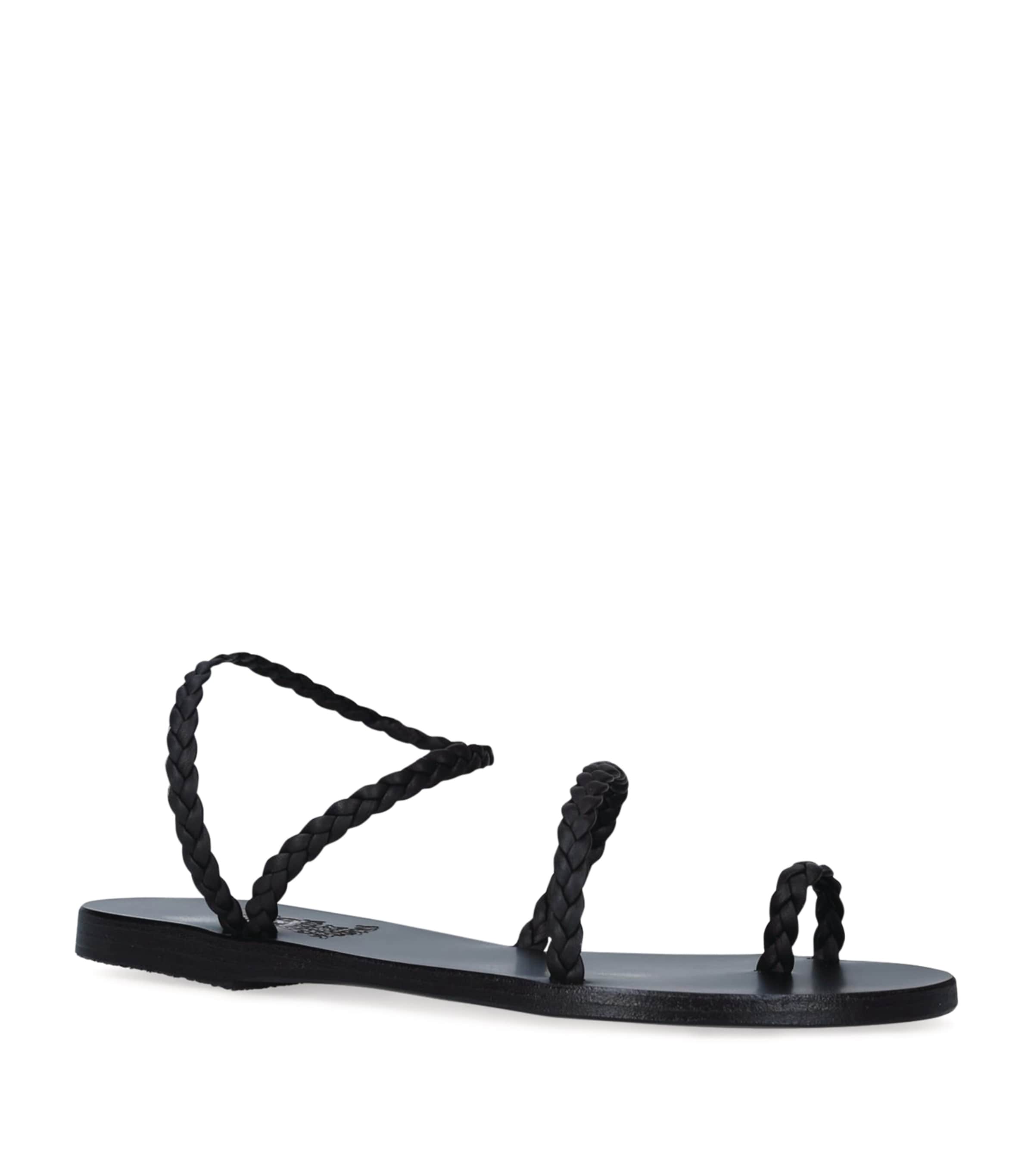 Shop Ancient Greek Sandals Leather Eleftheria Sandals In Black