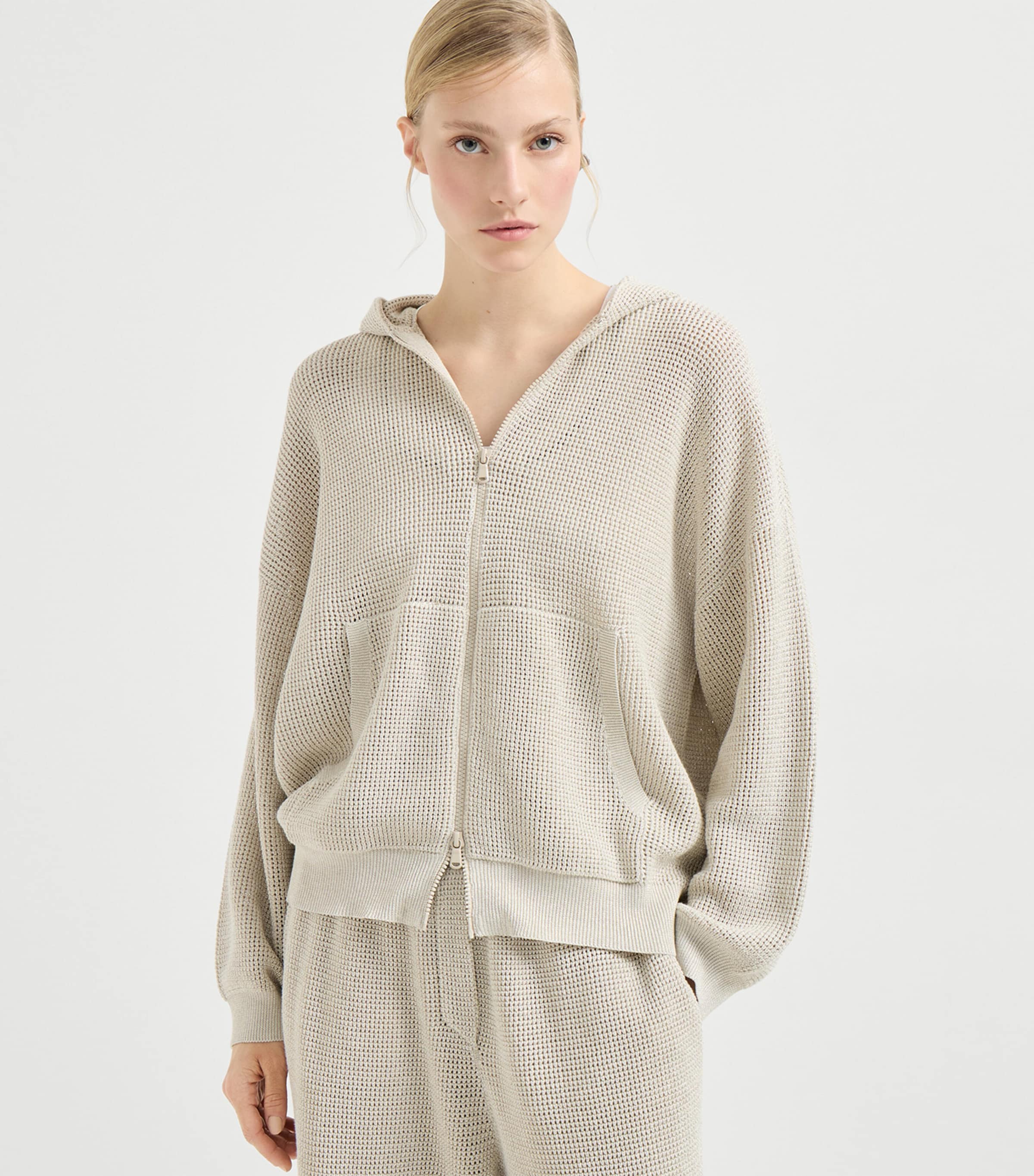 Cotton-Blend Knitted Hoodie CY948 Image 2