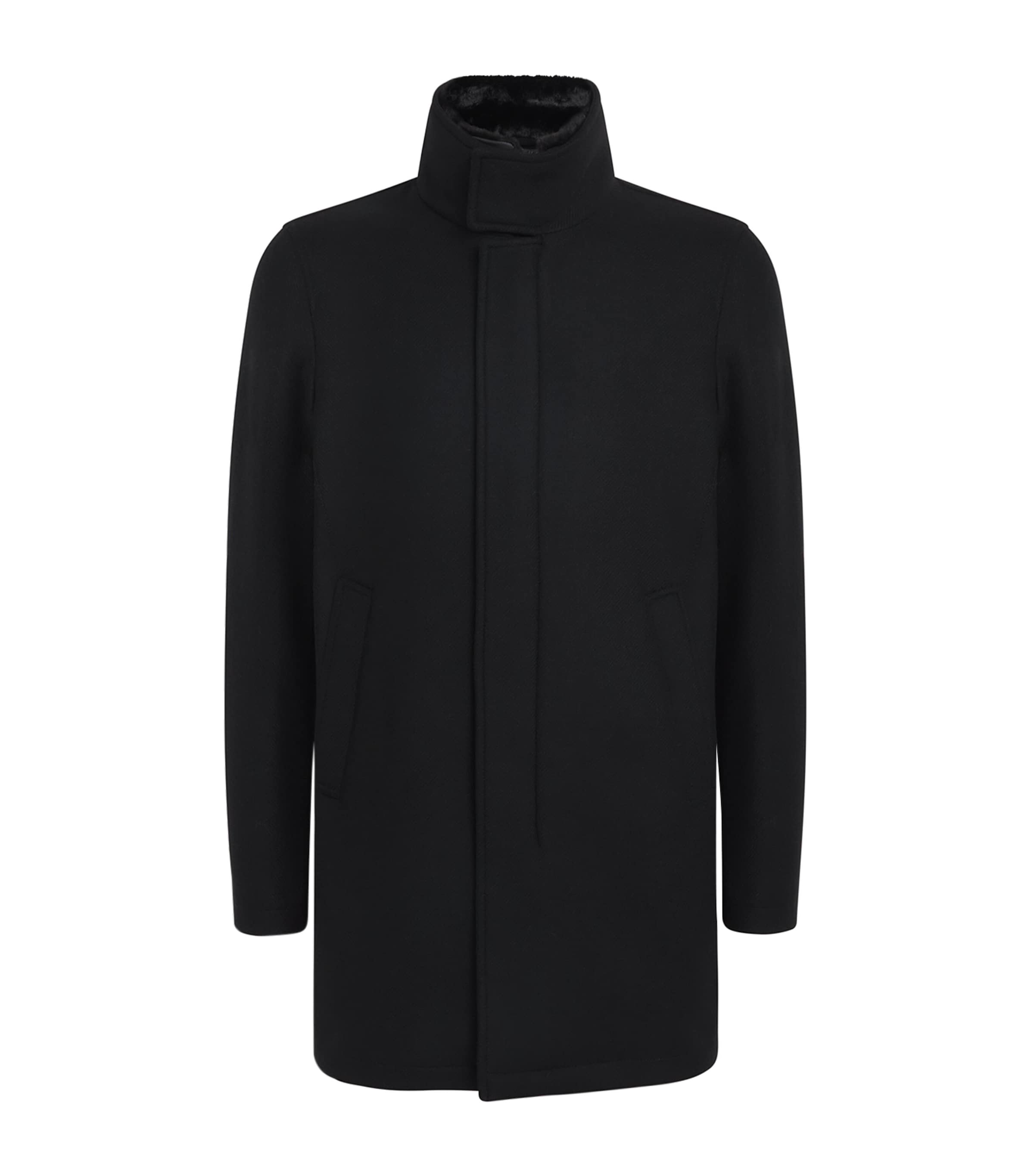 Herno Mens Virgin Wool-Blend Car Coat Nero Image 1