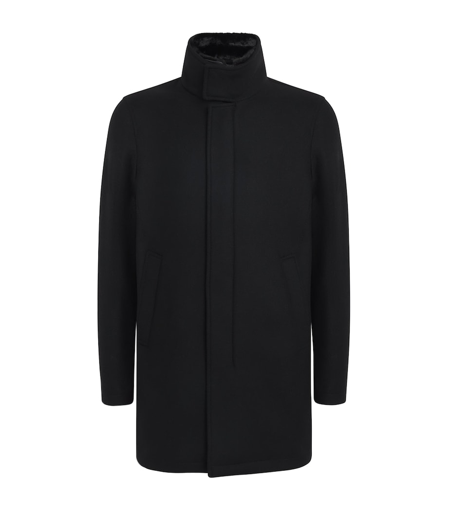 Herno Mens Virgin Wool-Blend Car Coat Nero Image 1