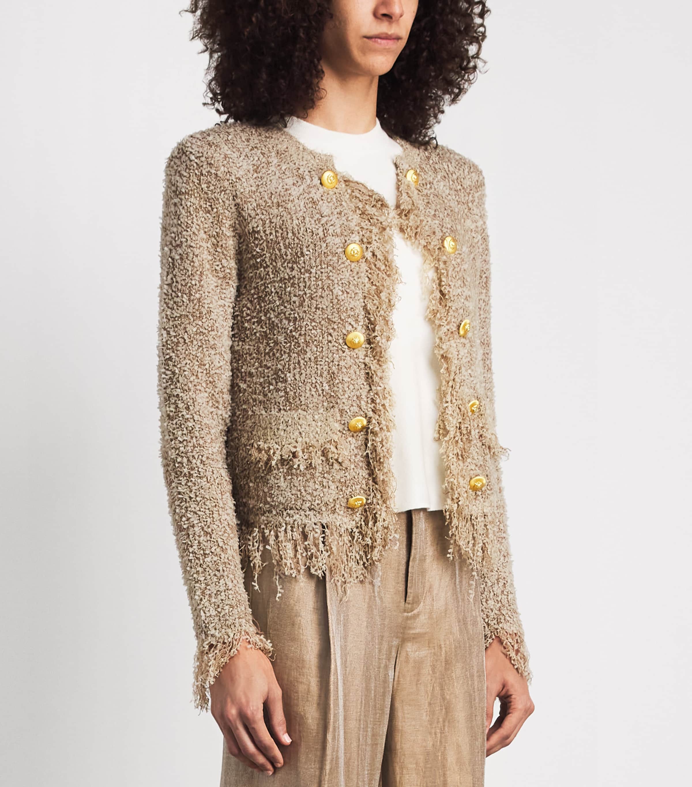 L'Agence Womens Tweed Mireille Jacket Natu Natural Image 4