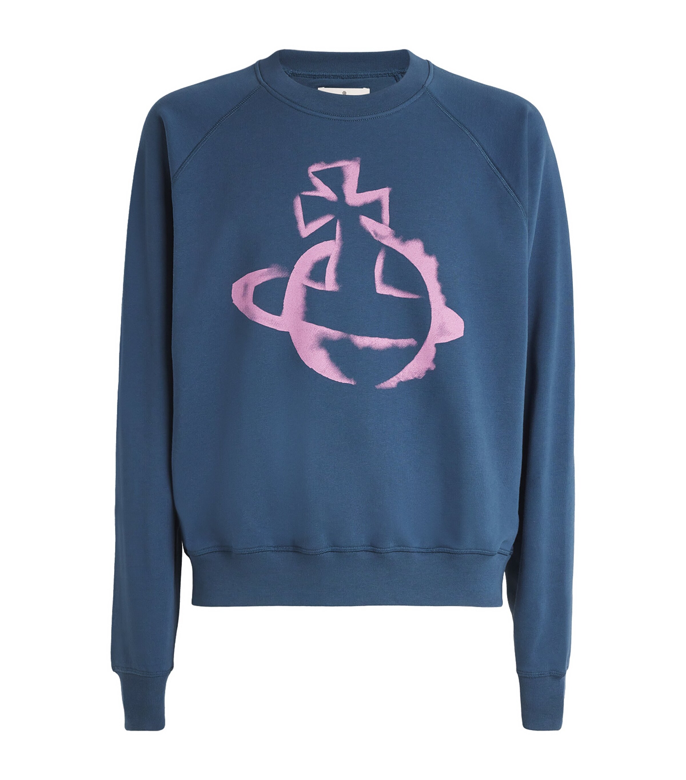 Vivienne Westwood Mens Cotton Stencil Orb Sweatshirt Dark Denim Image 1