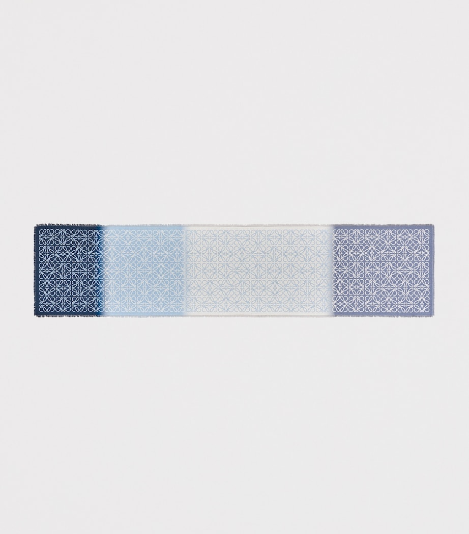 LOEWE Wool-Silk-Cashmere Anagram Scarf Light Blue/dark Blue Image 2