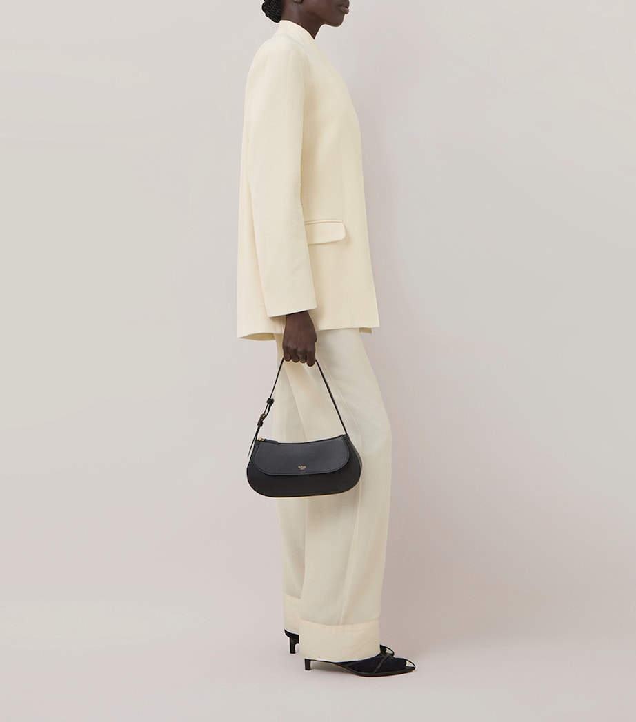 Leather Clovelly Shoulder Bag BLACK Image 6