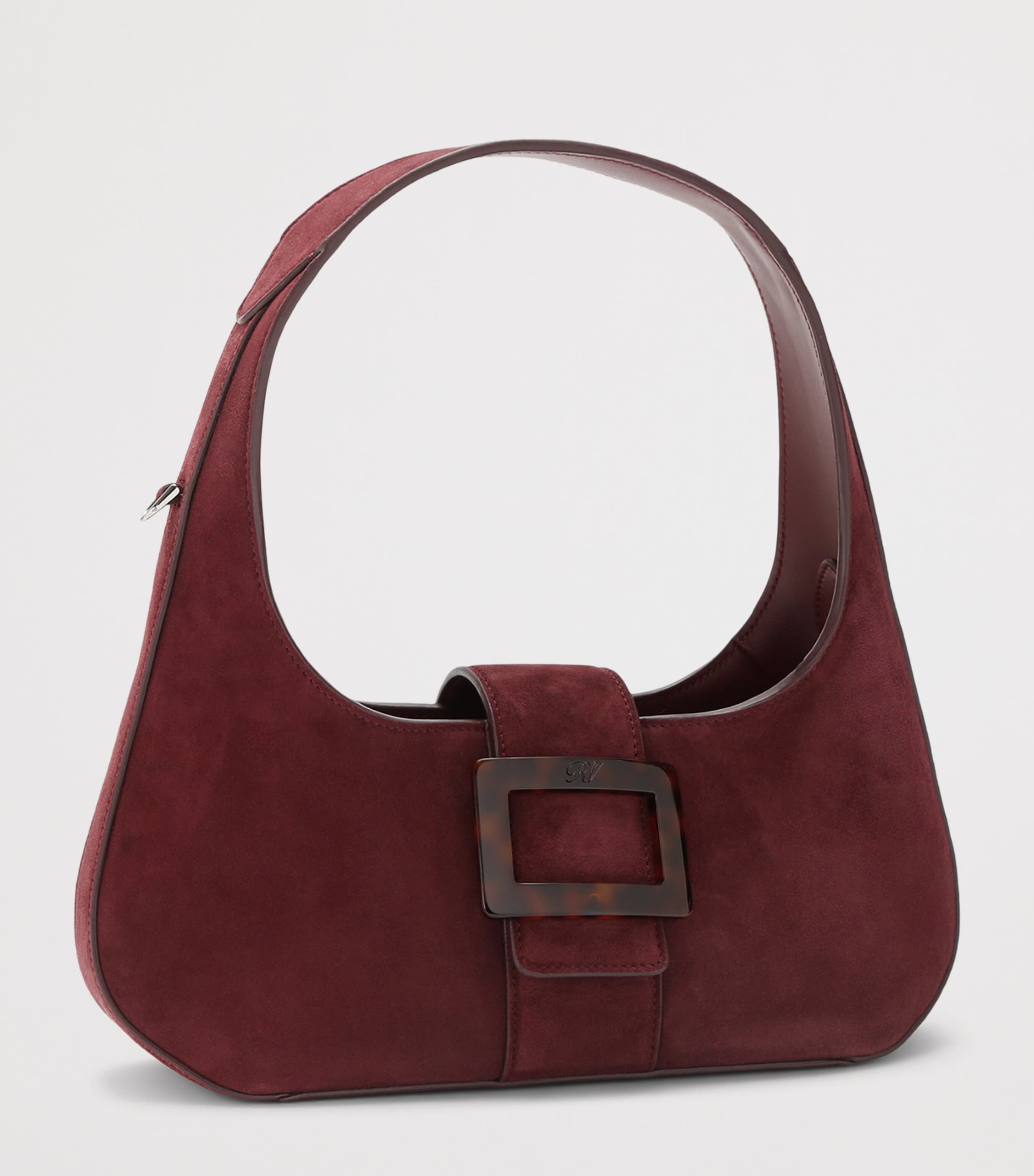 Roger Vivier Mini Suede Belle Vivier Shoulder Bag Wine Image 2