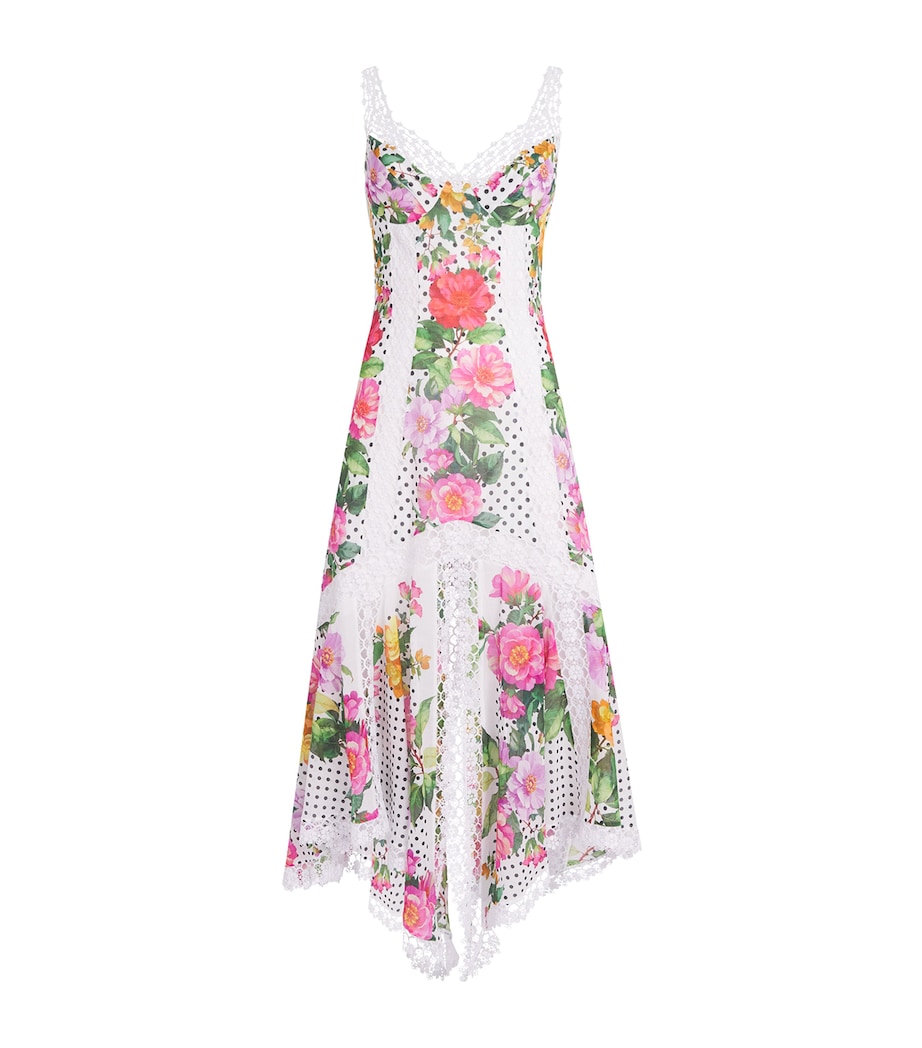 Charo Ruiz Ibiza Womens Floral Rosario Midi Dress White Dots Image 1