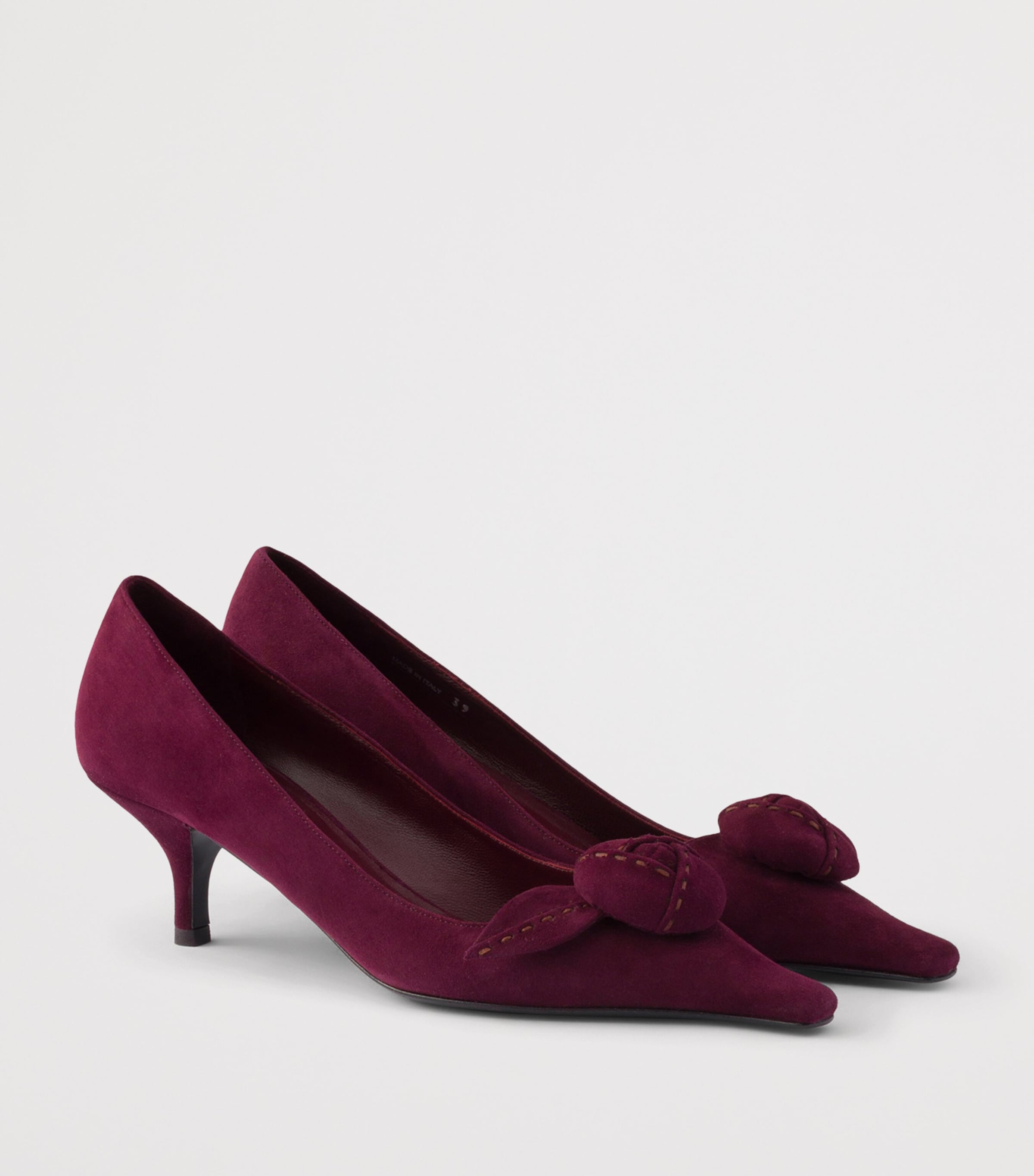 Prada Suede Floral-Detail Pumps 55 Burgundy Image 2