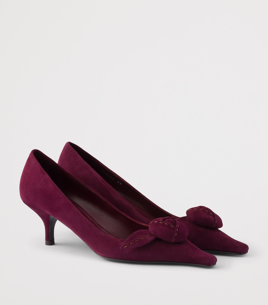 Prada Suede Floral-Detail Pumps 55 Burgundy Image 2