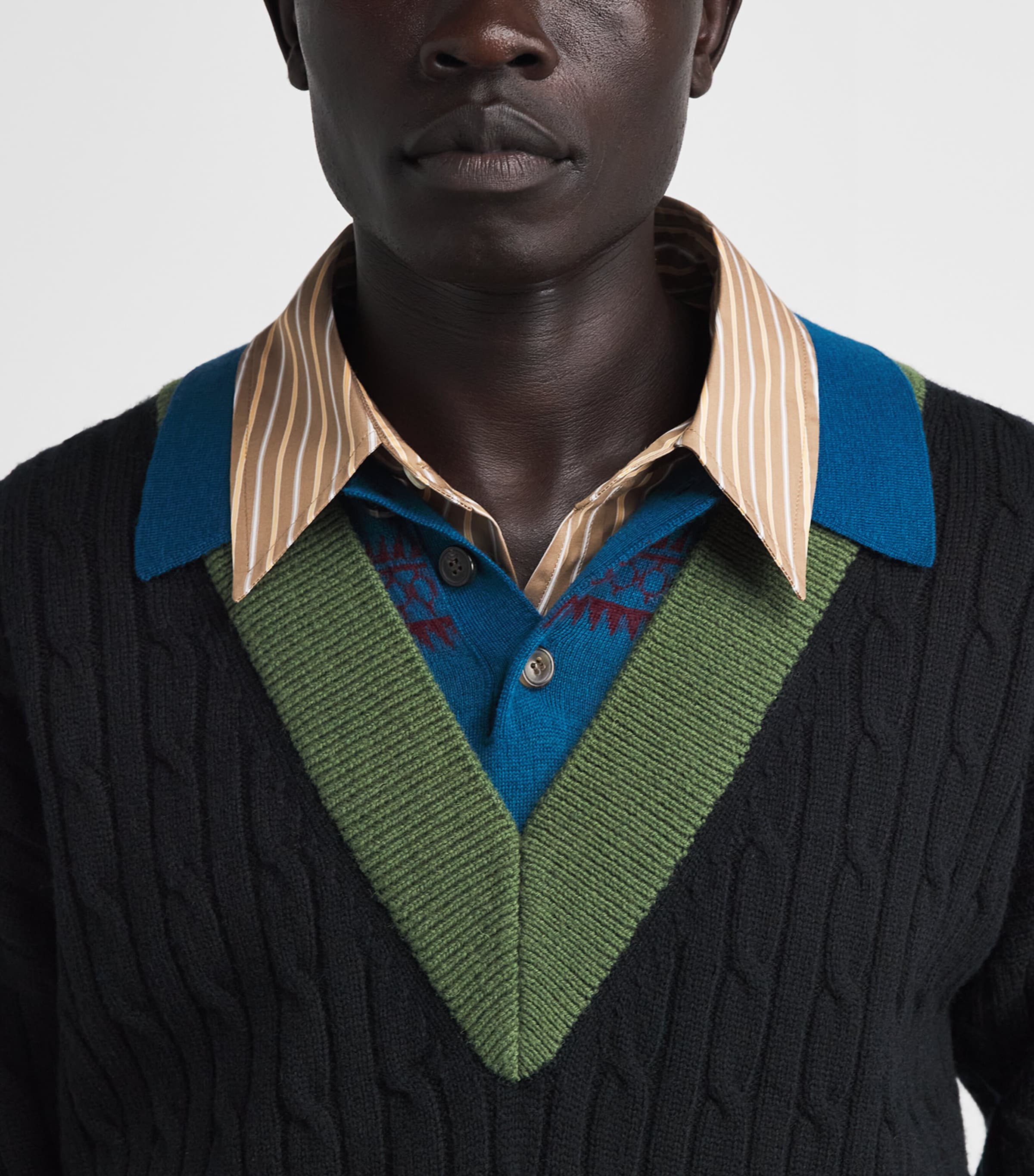 DRIES VAN NOTEN Mens Wool-Cotton Layered Sweater Image 3