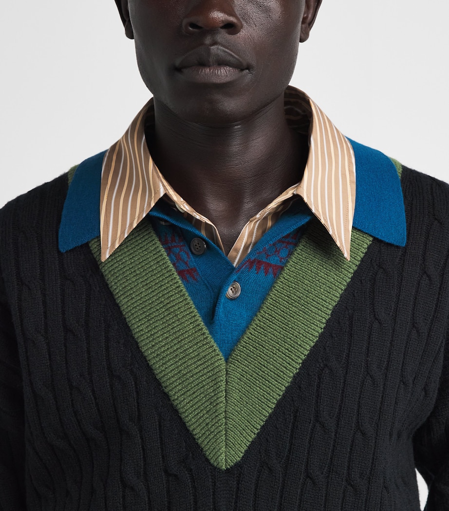 DRIES VAN NOTEN Mens Wool-Cotton Layered Sweater Image 3