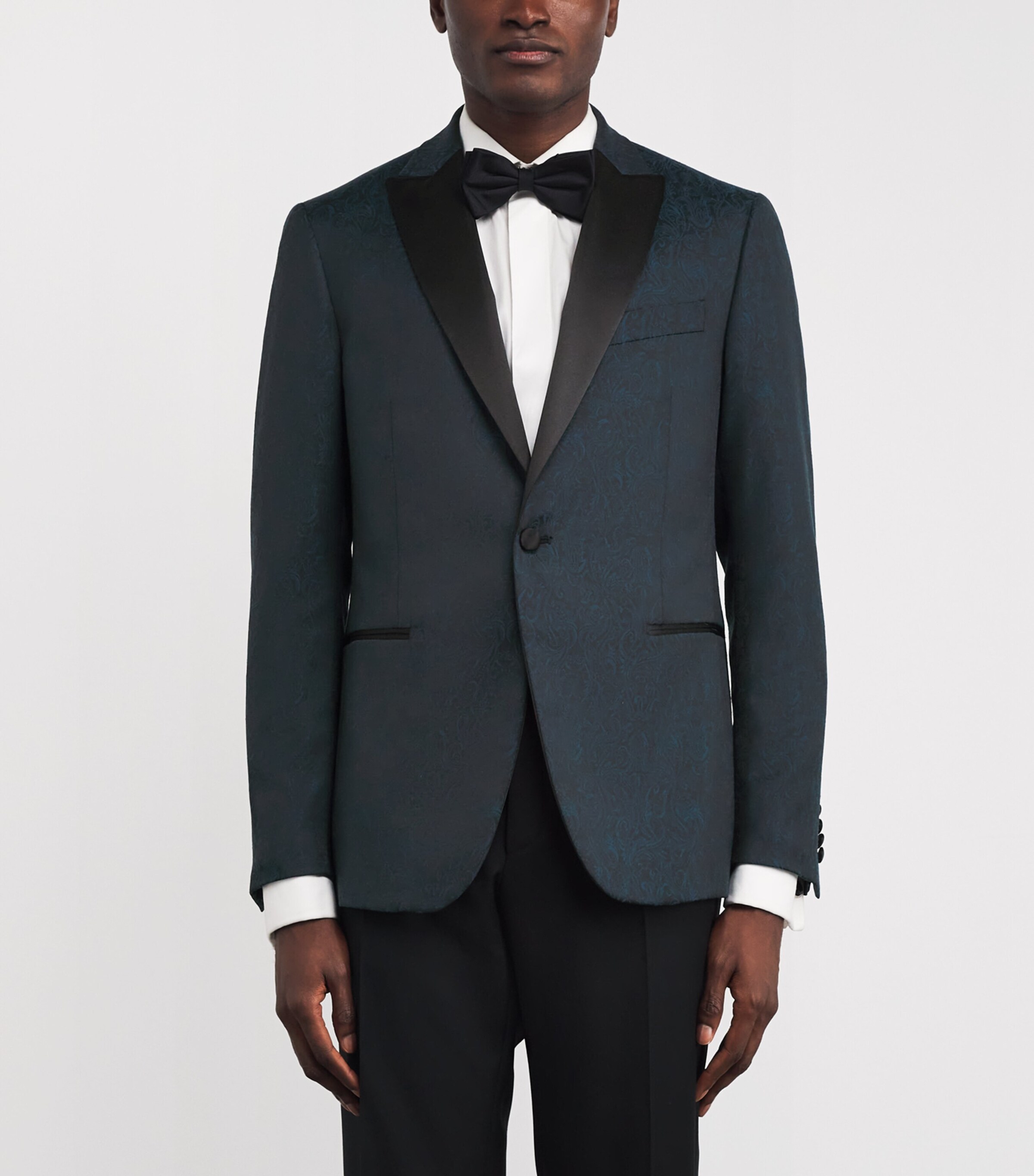 Floral Jacquard Dinner Jacket 15 TEAL BLUE Image 3