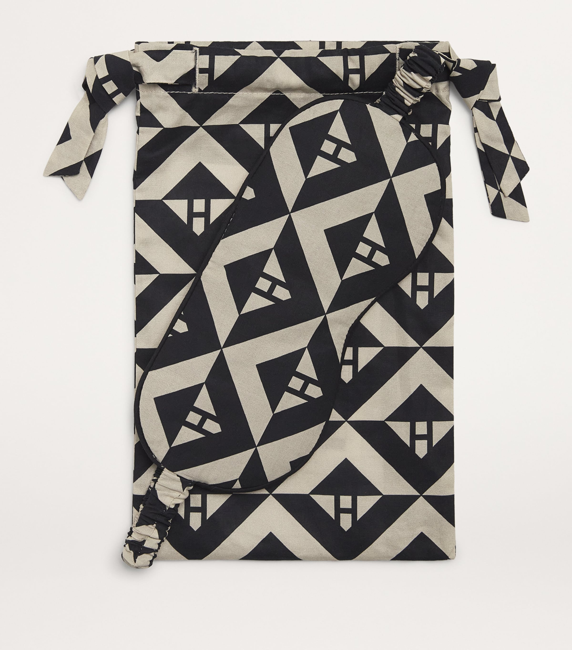 Cotton Geometric Sleep Mask BLACK IVORY Image 4