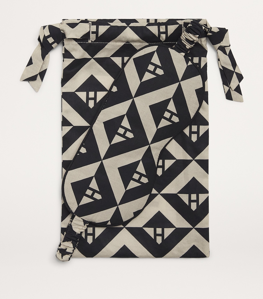 Cotton Geometric Sleep Mask BLACK IVORY Image 4