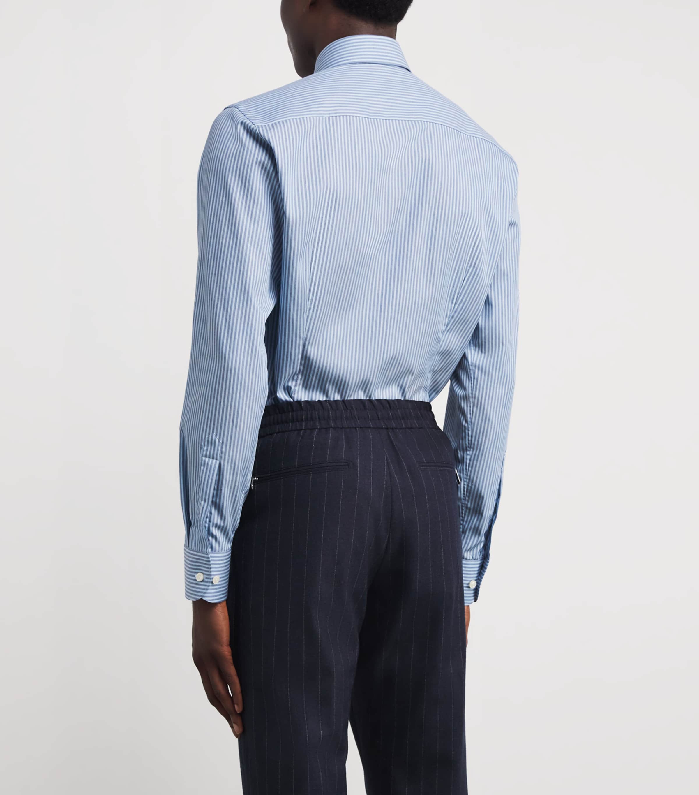 Cotton Twill Stripe Slim Shirt LIGHT BLUE Image 4