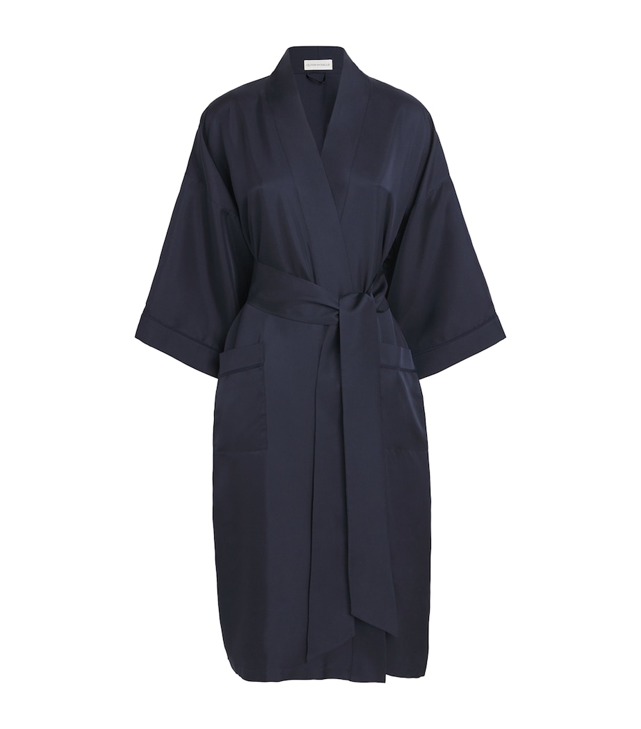 Silk Sabine Long Robe NAVY Image 1