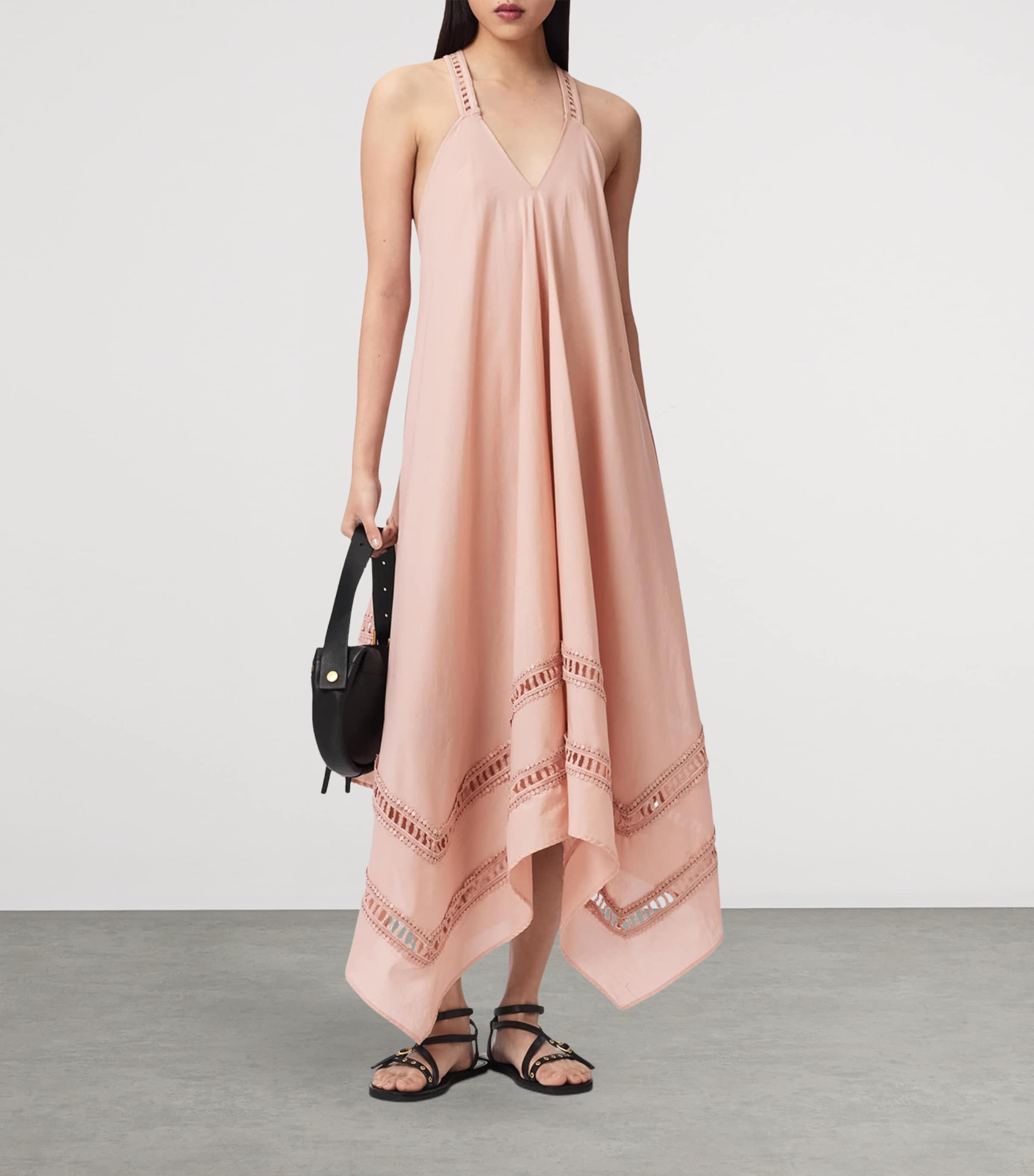 AllSaints Womens Organic Cotton Midi Dress Blush Pink Image 2