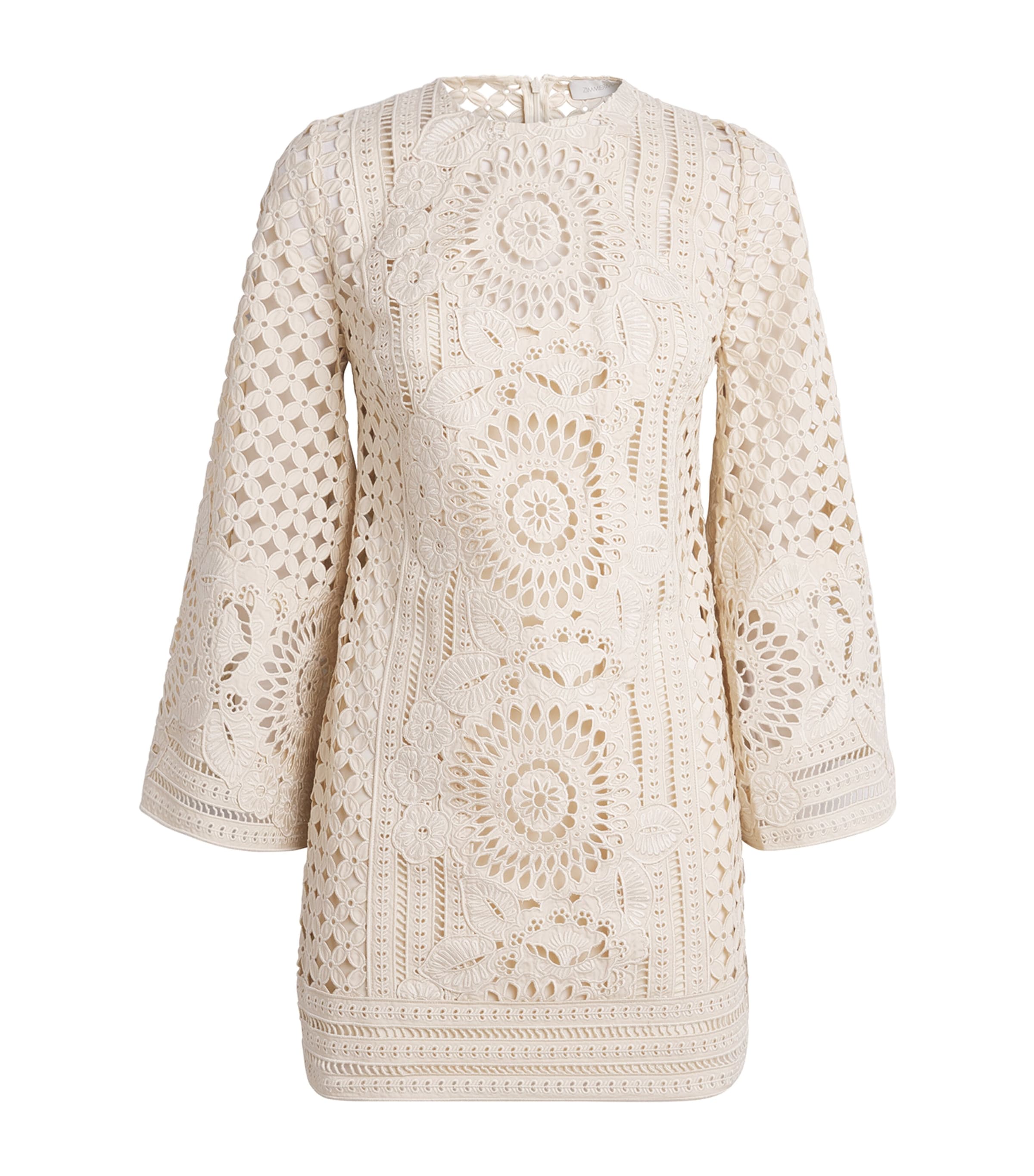 Zimmermann Womens Cotton Embroidered Indra Mini Dress Tea Tea Image 1