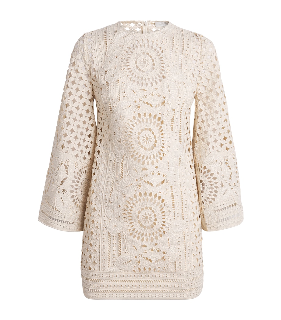 Zimmermann Womens Cotton Embroidered Indra Mini Dress Tea Tea Image 1