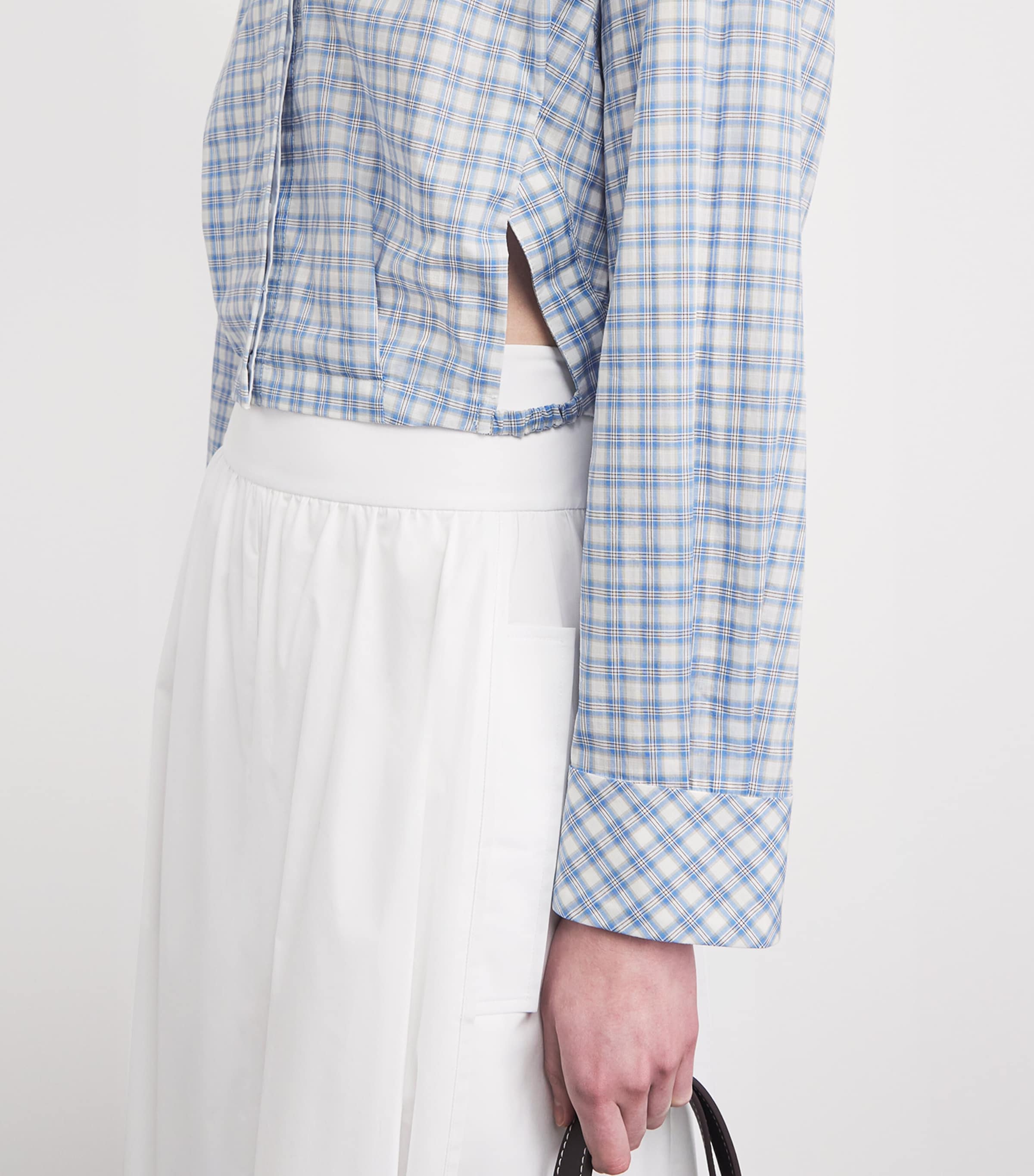 Sandro Paris Womens Cotton Check Shirt Blu / White Image 3