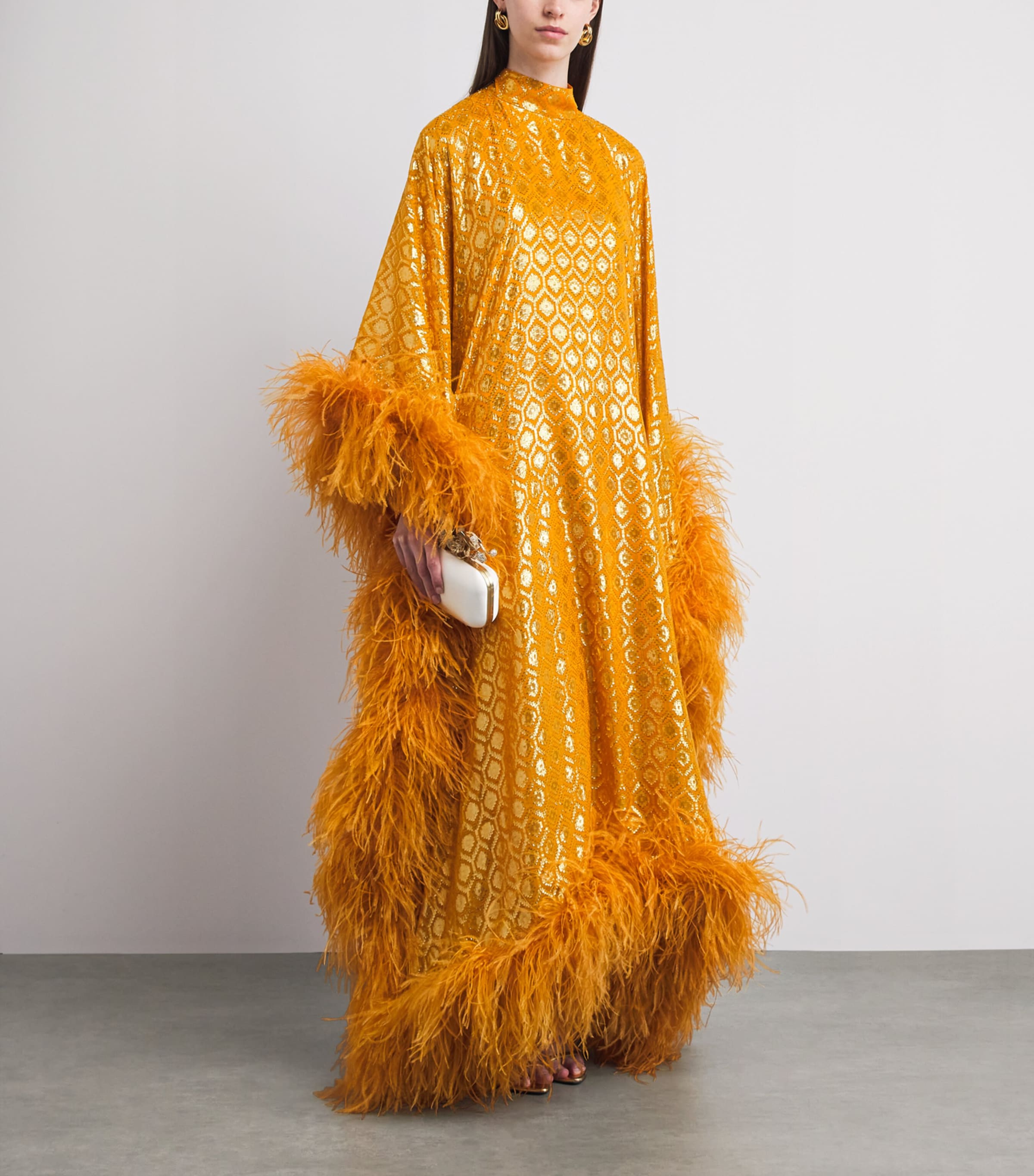 Taller Marmo Womens Sequin Casta Diva Opulence Gown Marigold Image 2