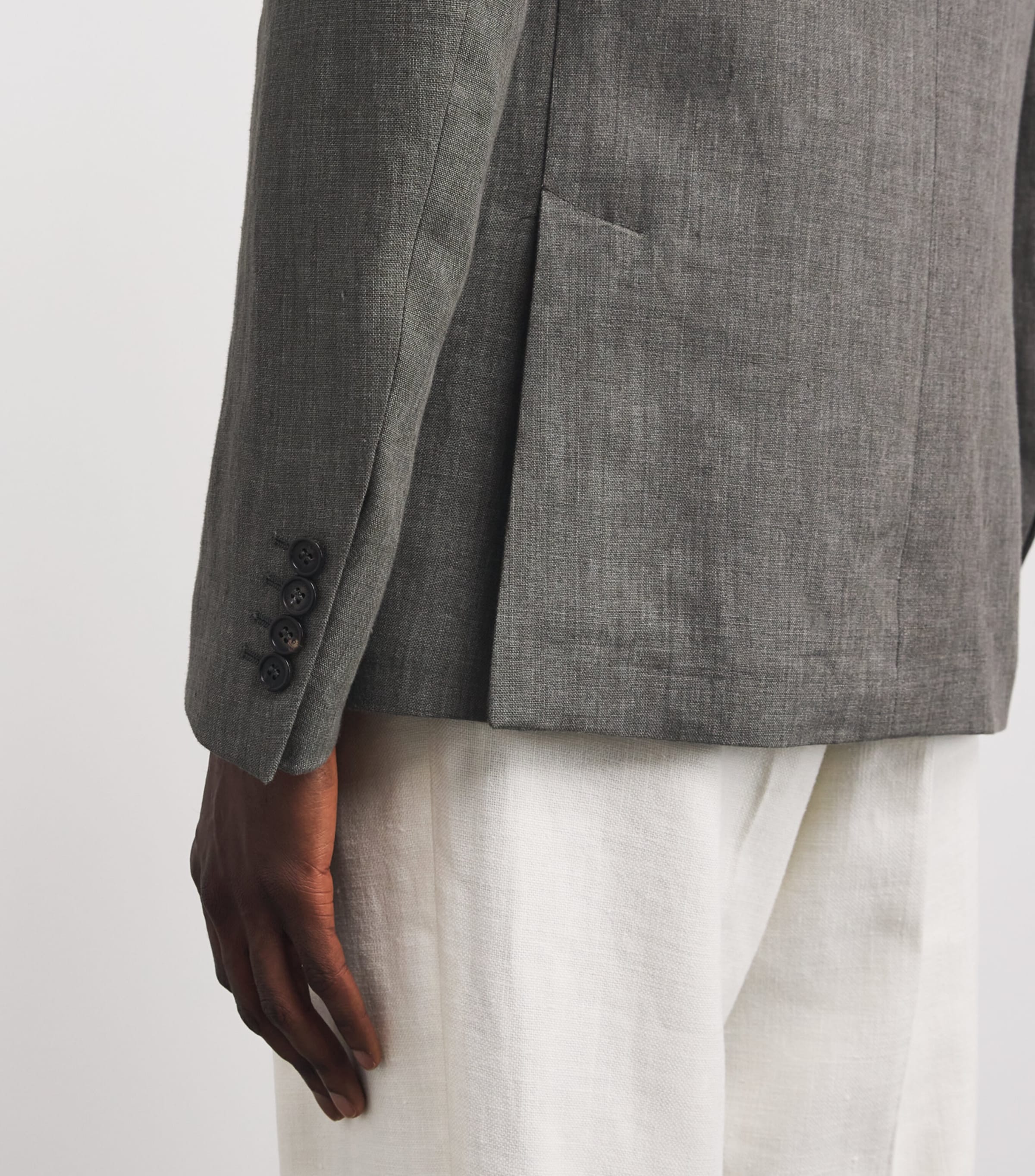 Linen Double-Breasted Blazer 710 VERDE MEDIO Image 6