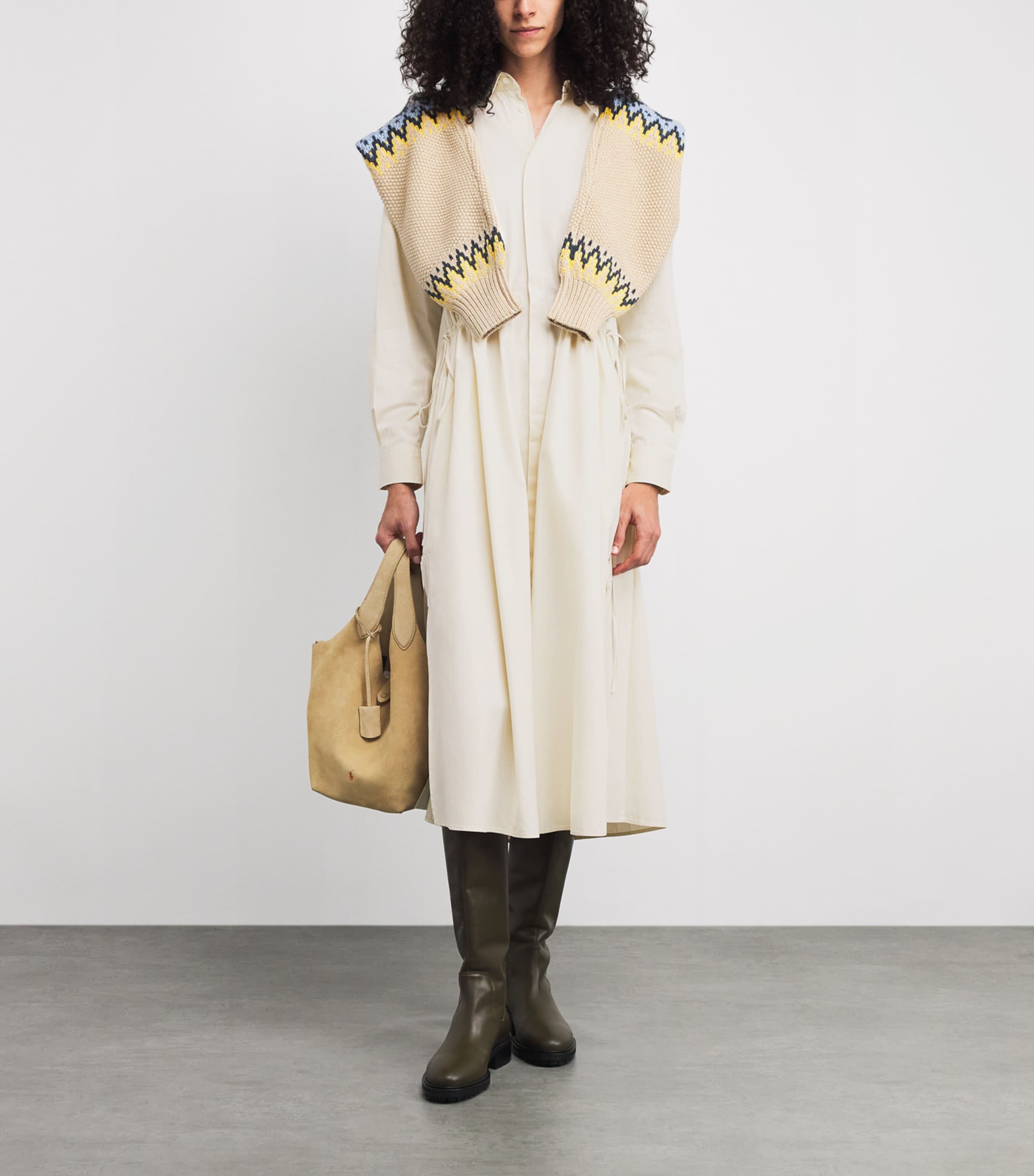 Cotton Cinched Maxi Shirt Dress AUTHENTIC CREAM Image 2