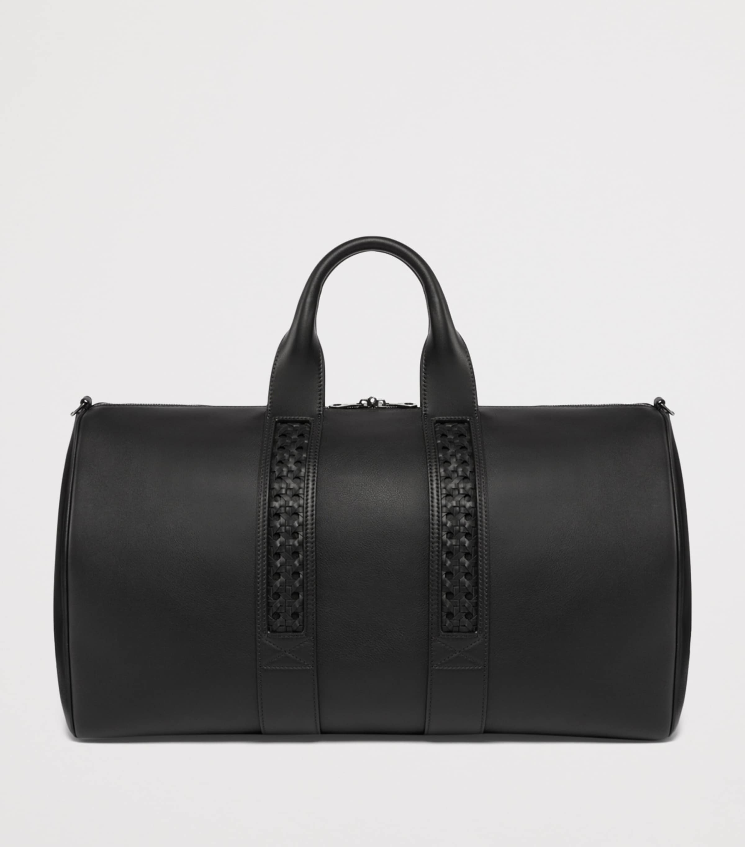 Leather Woven-Detail Holdall BLACK Image 3