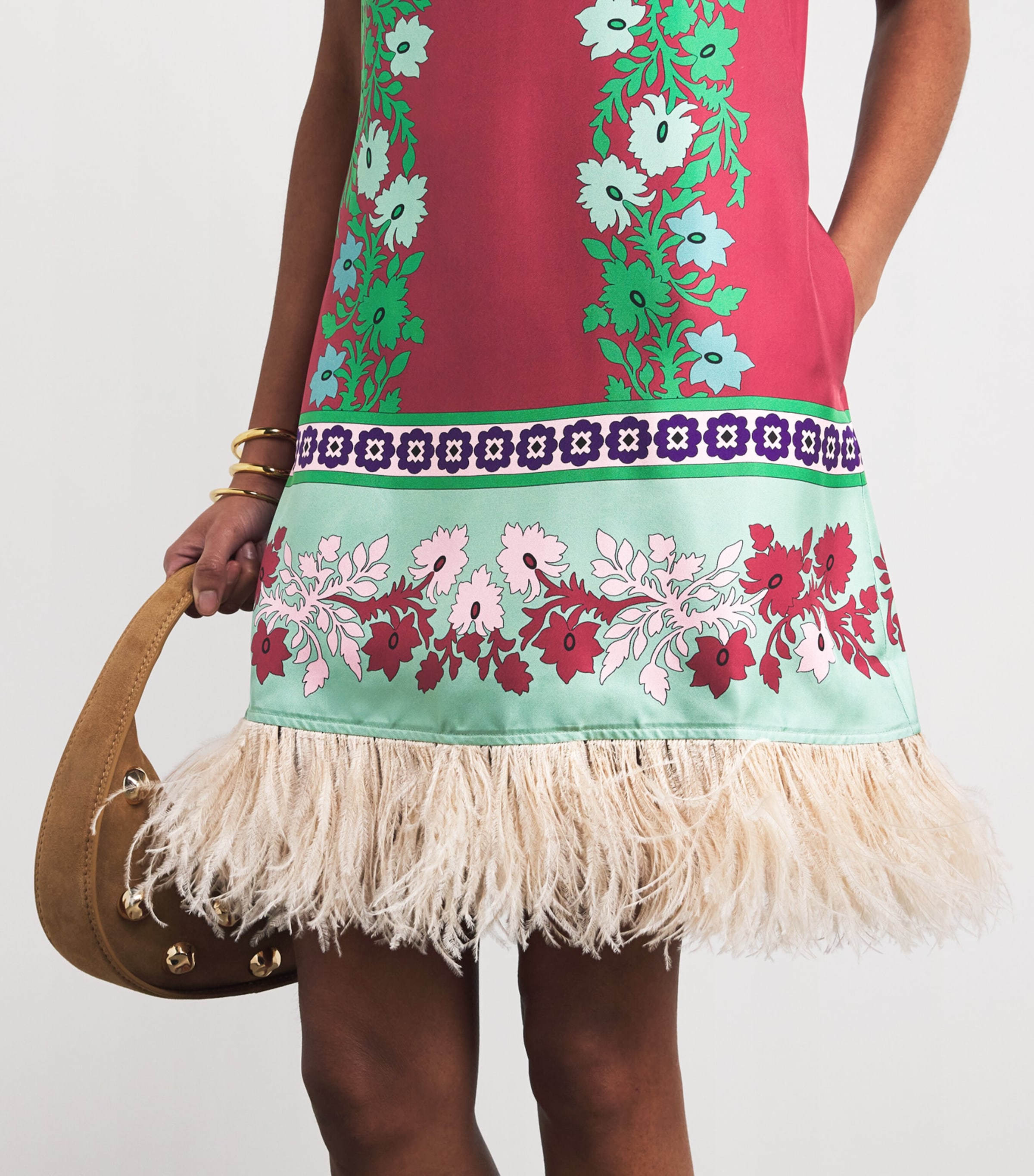 Silk Ostrich Feather Mini Swing Dress RE01REGALIA PLACEE Image 4