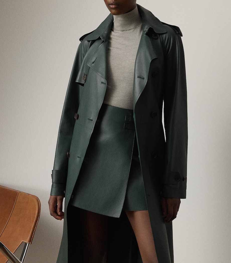 Leather Trench Coat DARK RACING GREEN Image 2