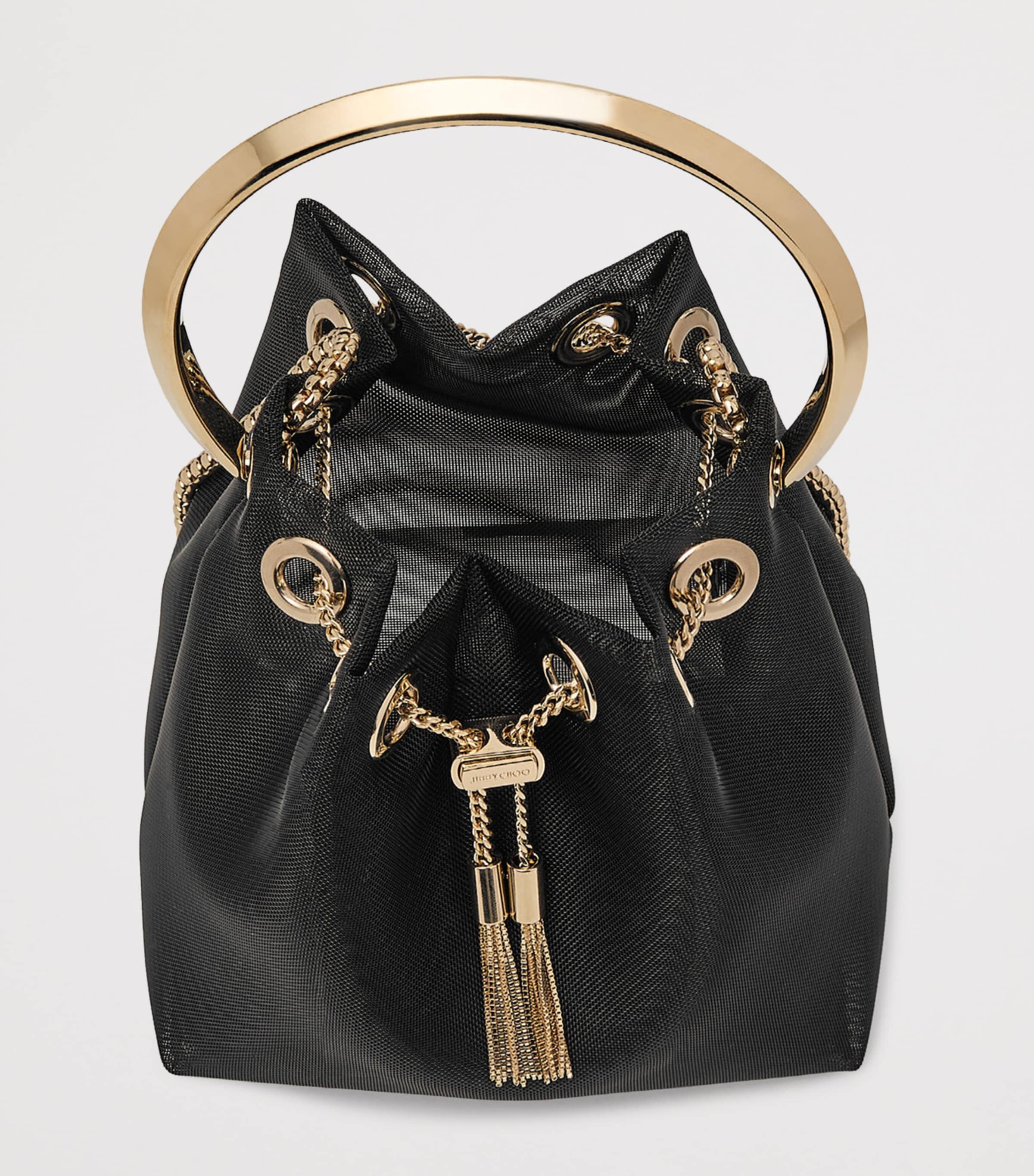 Mesh Bon Bon Top-Handle Bag BLACK/LIGHT GOLD Image 6